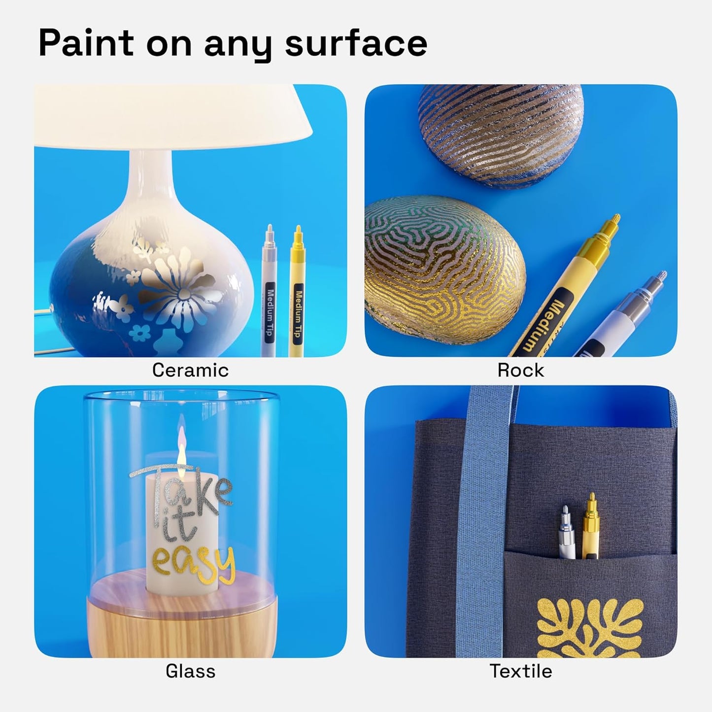 ARTISTRO 2 Gold & Silver Acrylic Paint Markers - 3mm Medium-Tip Paint Pens - Perfect for Crafting, Art Projects, & More