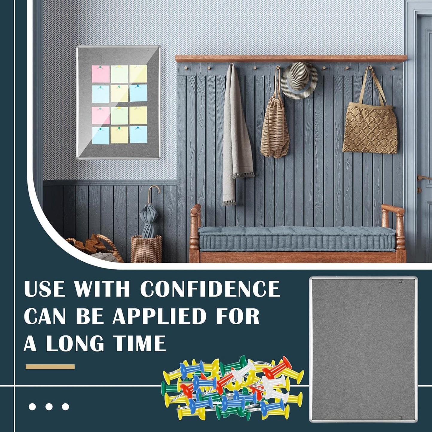 Suzile 1 Pcs Gray Enclosed Bulletin Board Lockable Cork Case Notice Board Aluminum Framed Waterproof Locking Cabinet with Mounting Screws for School Class Office Wall Display Pictures 48x36 Inch