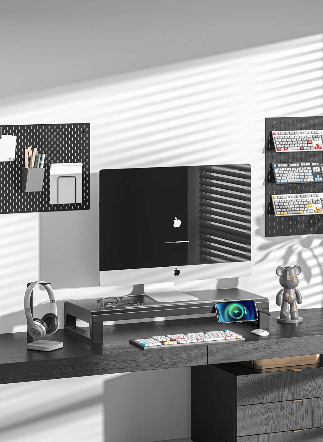 Computer monitor stand Laptop Desk Shelf & Monitor Riser ，21.6 inches long desk riser Monitors/PC/Laptop/Computer Space Saver Organizer ，Heavy Duty Gift Gaming Studio Office(Basic Version, 550mm)