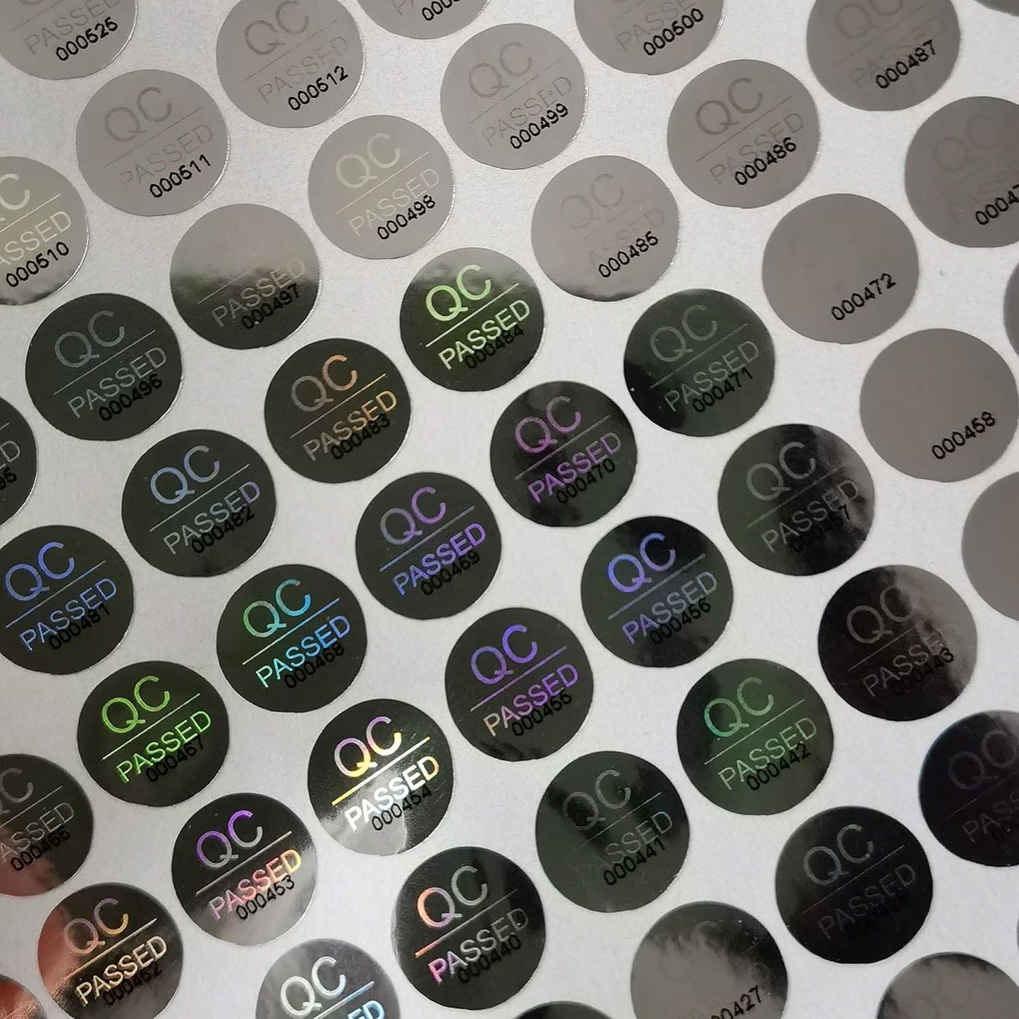 1100pcs 0.39 inch QC Passed Tamper Proof Stickers Silver High Security Tamper Evident Warranty Void Hologram Labels w/Unique Sequential Serial Numbering