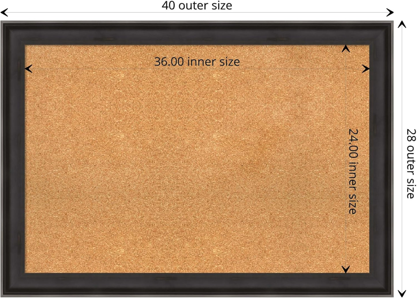Amanti Art Natural Cork Board for Wall, 28x40 Vision Board with Black Wood Frame, Large Corkboard Office Decor for Home Organization, Casual Corkboard Pinboard to display items for home organization