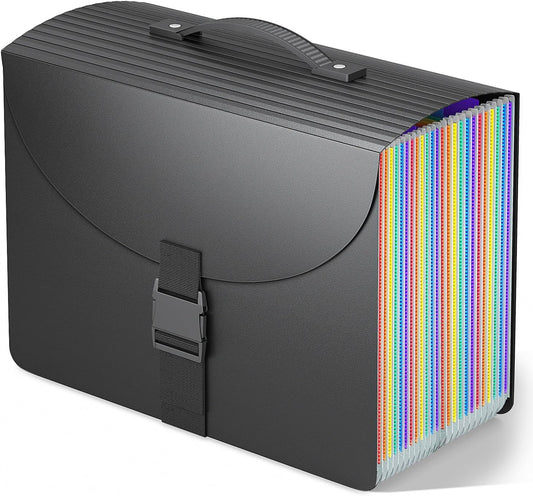 25 Pockets File Organizer with Plastic Handle,Expanding File Folders for Receipt,Paper,Documents,Monthly tab Including in Accordion File Folder Organizer,Perfect Filing Folder Matte