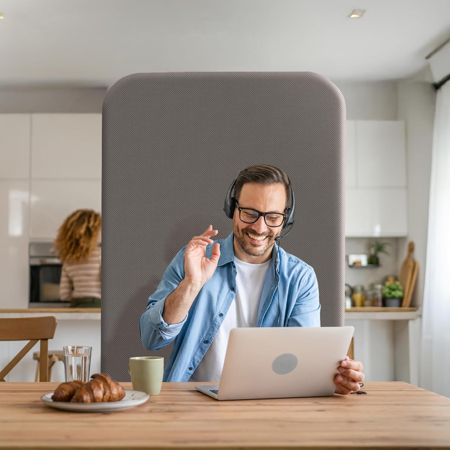 DECOLAB Standing Room Divider Panel, Portable Room Separation Partition for Home, Studio, Classroom, Resraurant, Scratch Resistance, 29"x65", Rock