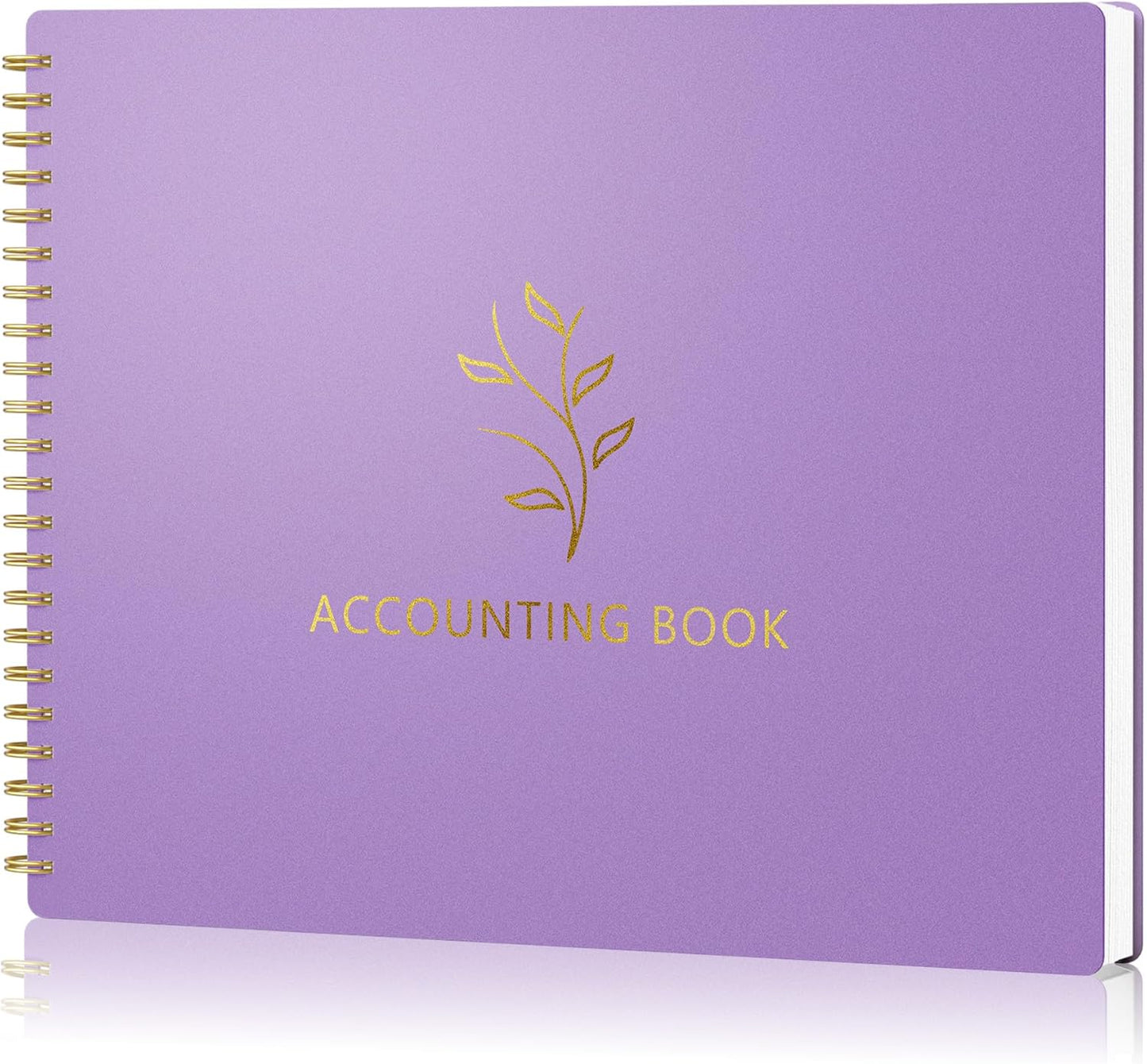 Accounting Ledger Book for Small Business Bookkeeping & Personal Use, Horizontal Expense Tracker Notebook for Family Budget, Bookkeeping Record Book Money Expense & Income Log Journal, Purple