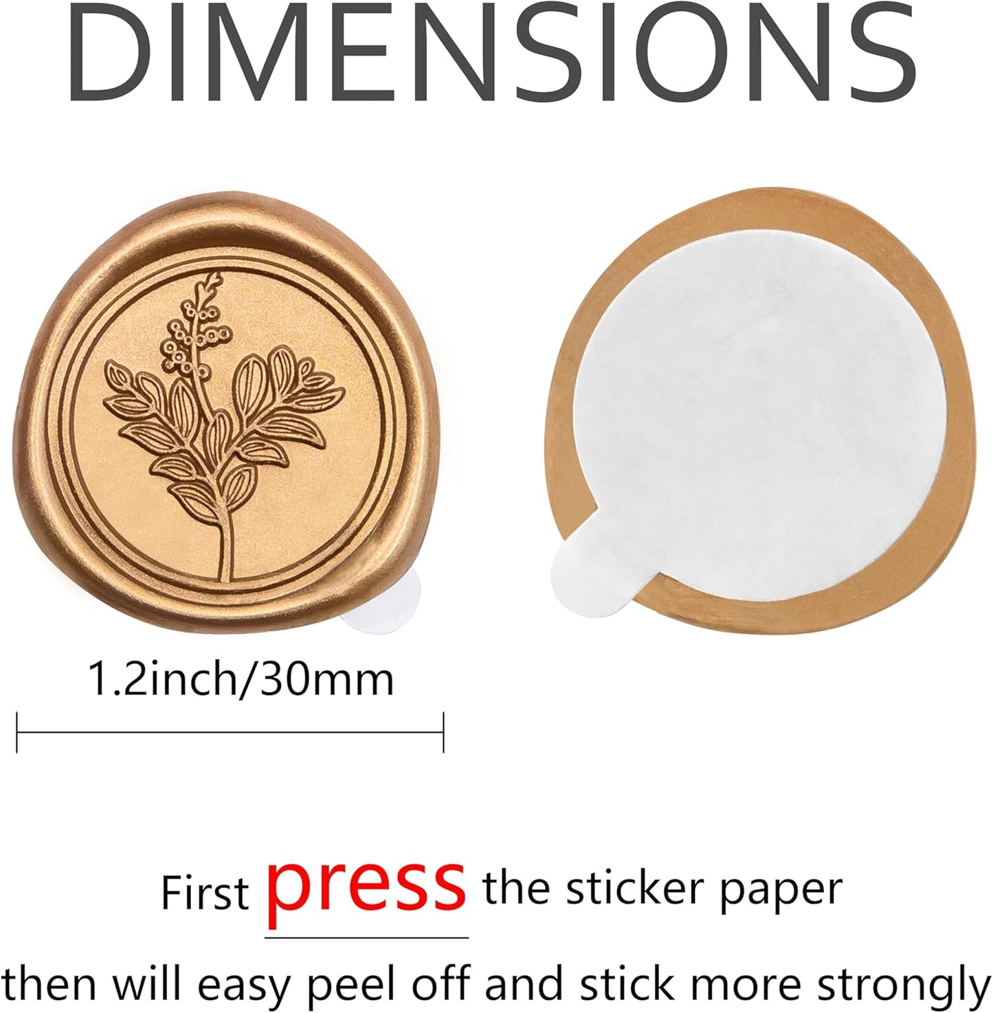 60 Pcs Gold Wax Seal Stickers, Stamp Seal Envelope Stickers - Perfect for Wedding Invitation, Gift Box Craft Wrapping, Christmas Cards Decor