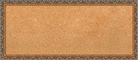 Amanti Art Natural Cork Board for Wall, 14x32 Vision Board with Bronze Frame, Medium Corkboard Office Decor for Home Organization, Traditional Corkboard Pinboard to Display Items for Home