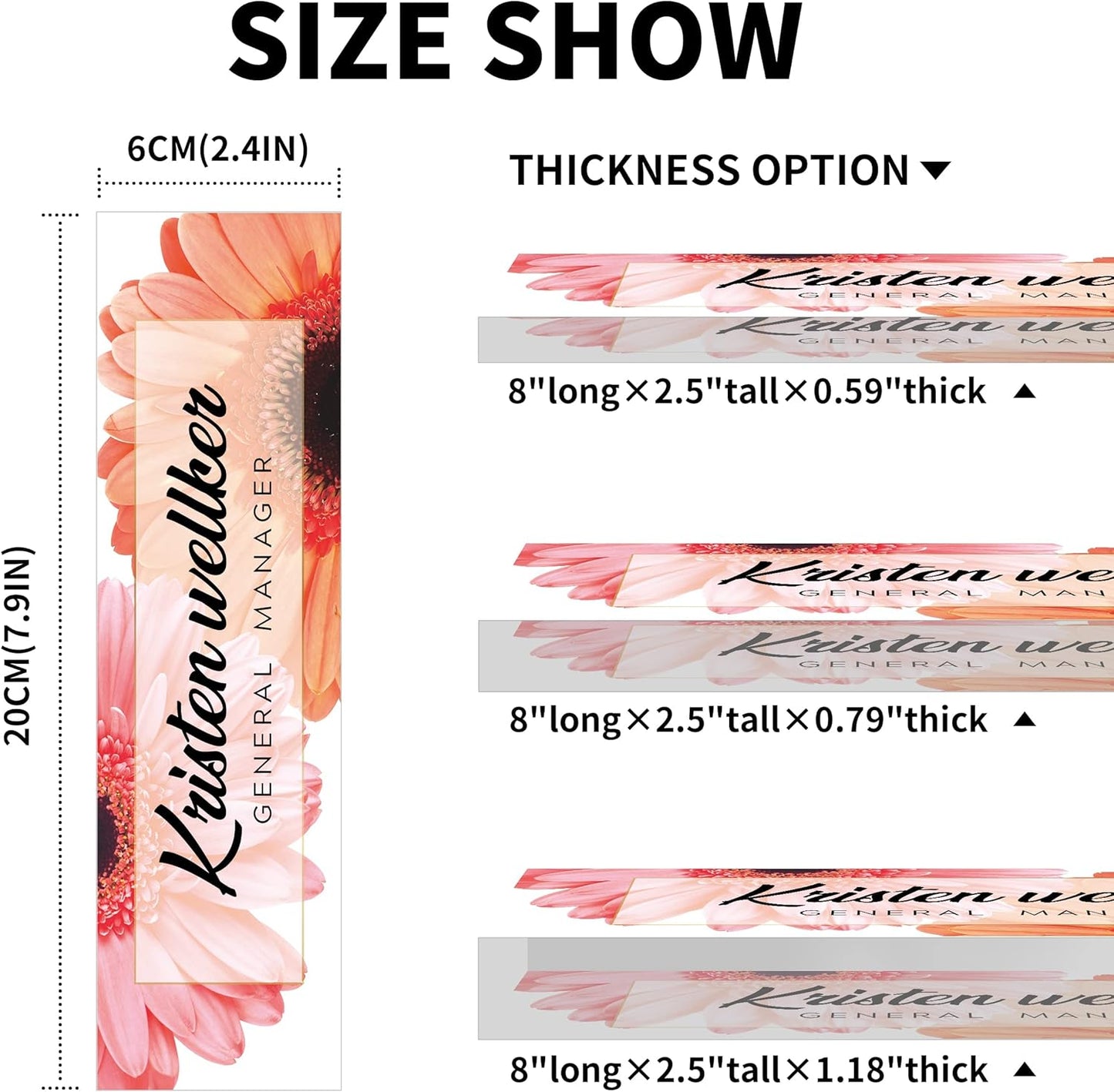 Desk Name Plate Personalized, Premium African Daisy Acrylic Desk Name Plate, Personalized Name Plate for Desk, Office Decor for Women or Men Coworkers, Boss, Employee, Teacher