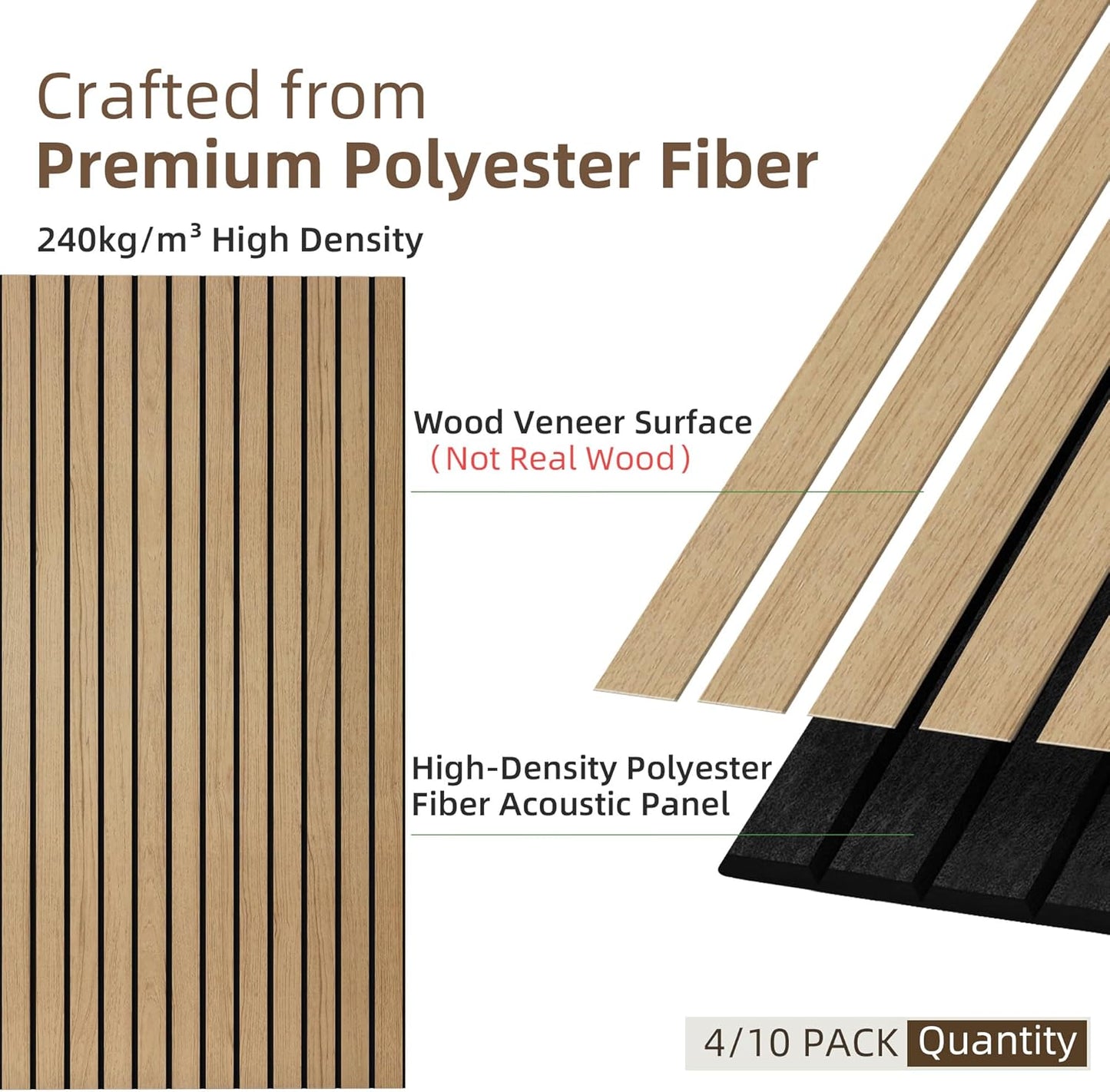 TO-TH Wood-Look Acoustic Wall Panels, 10 Pack 47.2” x 23.6” Acoustic Panels, Decorative Sound Absorbers Sound Dampening Panels for Home, Office, Basement, Teak