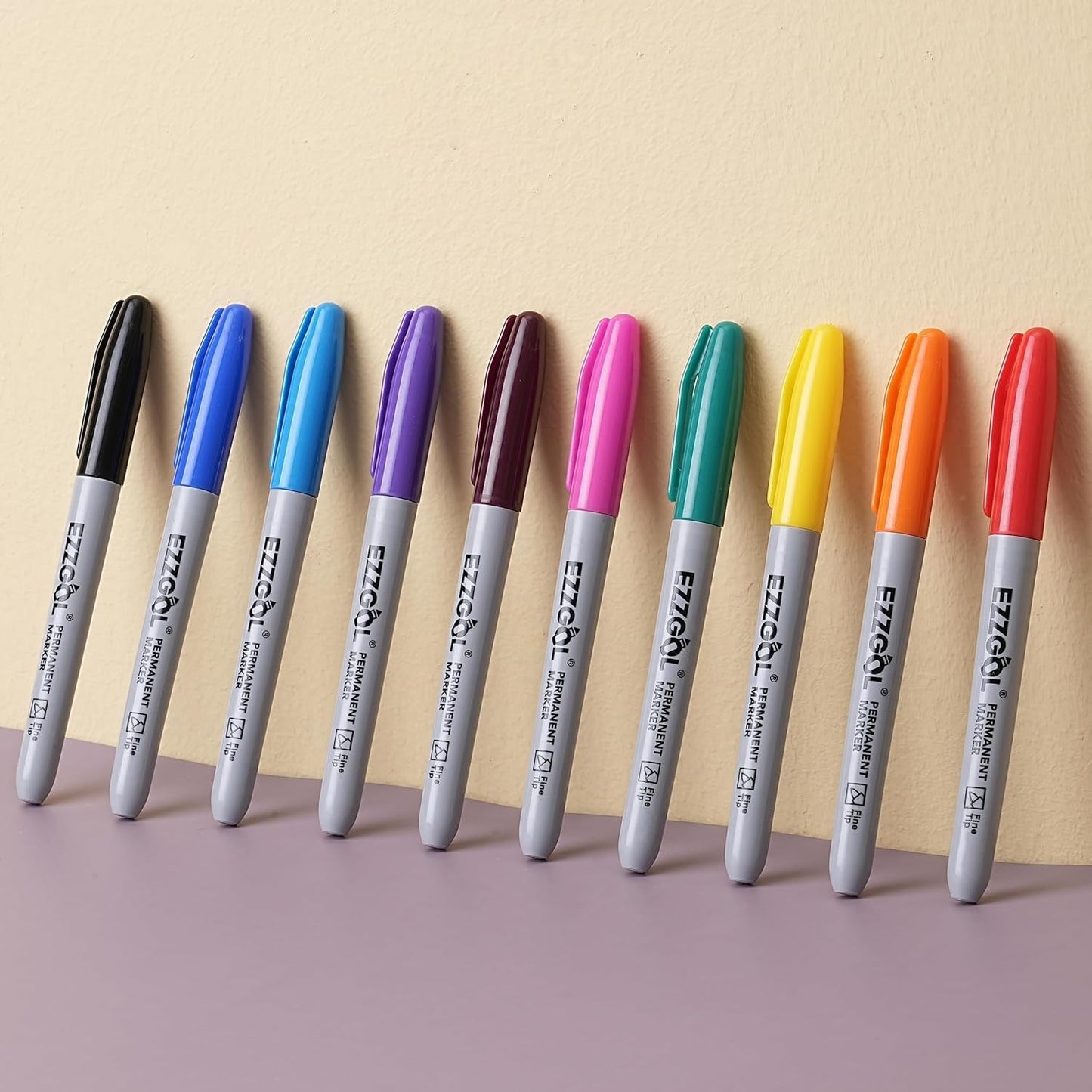 Permanent Markers Bulk, 150 Pack Fine Tip Multicolors Permanent Markers, 10 Assorted Colors Waterproof Markers, Premium Smear Proof Pens, Quick Drying, Office Supplies for School, Office, Home