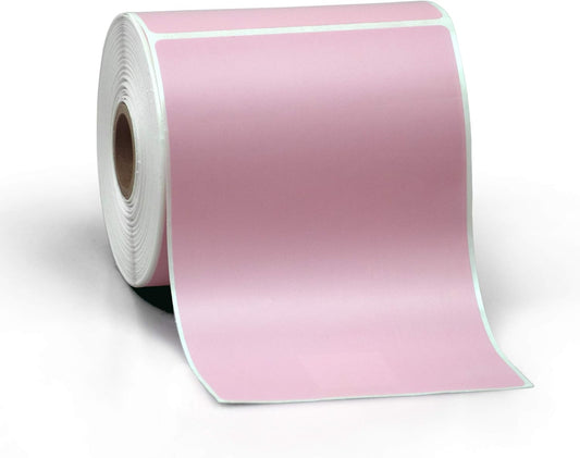 4" X 6" Direct Thermal Perforated Stickers Labels for Shipping Labels, Inventory, and Color Coding - Compatible with Zebra, Rollo, Godex and More (Pink, 12 Rolls)