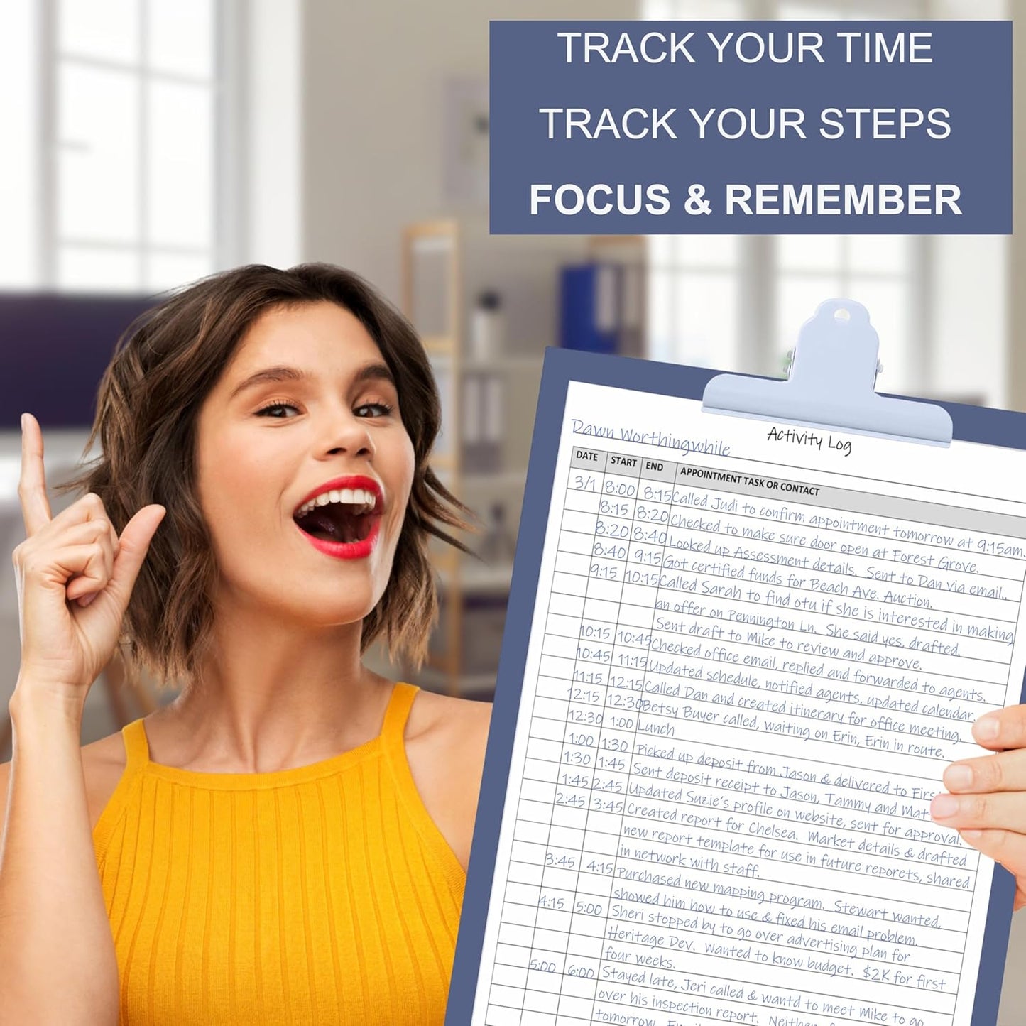 Activity Log Notepad – Daily Tracker Planning Pad for Office Productivity, Task Tracking & Time Management Planner – Work Communication Logbook Timesheet, Get Organized – 8.5 x 11 Legal Pad, 60 Page