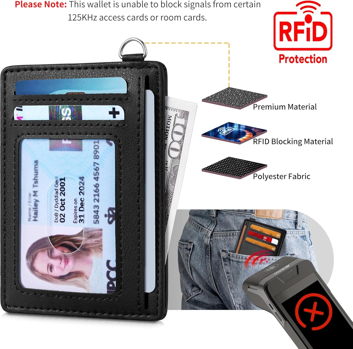 Mayski Slim Wallet, Credit Card Holder for Women, Minimalist Front Pocket RFID Blocking Card Cases, Small Wallet Women Men(Grain Black)