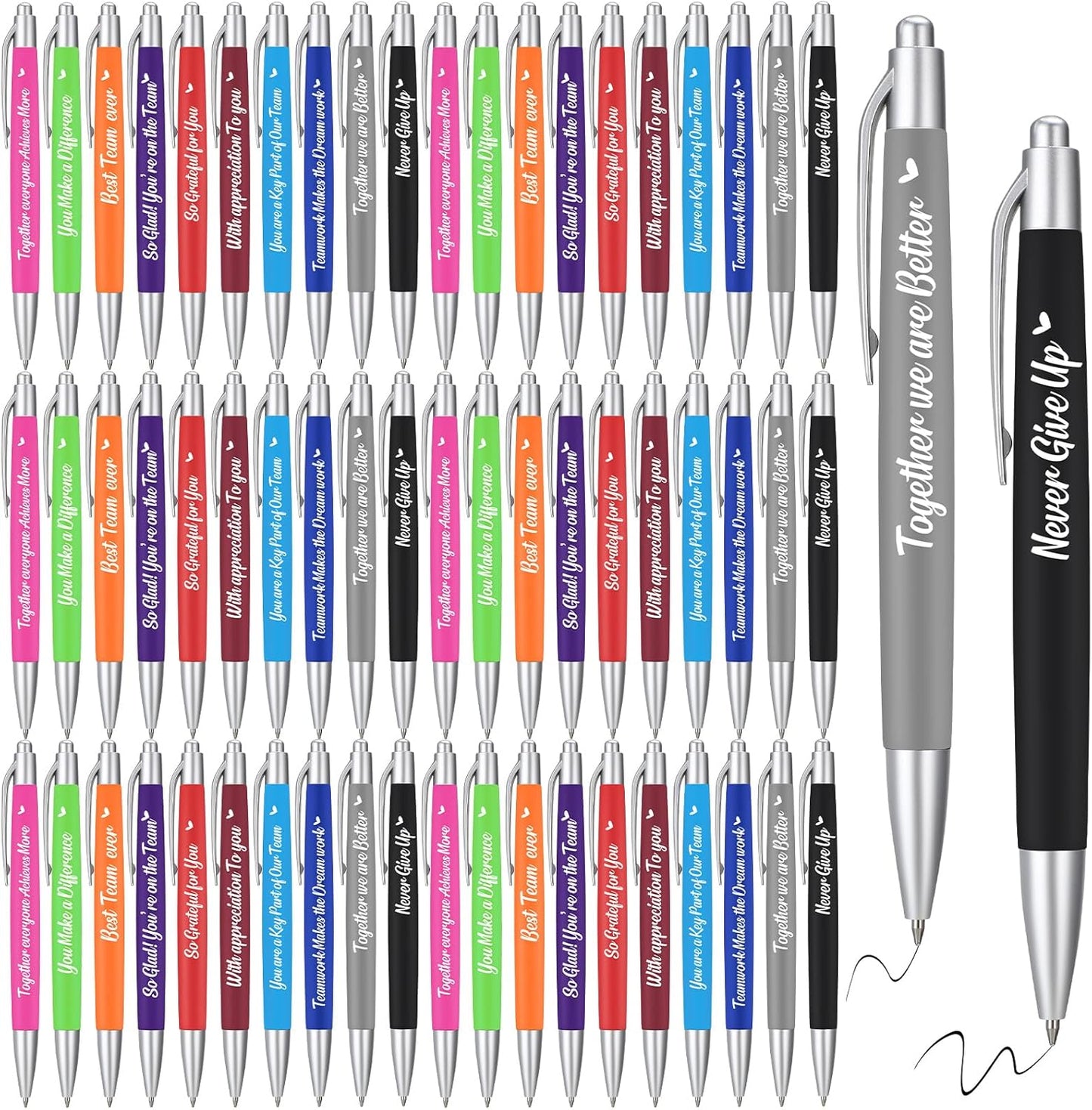 Yeaqee 100 Pcs Inspirational Pens Employee Appreciation Back to School Gifts Motivational Thank You Metal Greeting Quote Ballpoint Pen for Coworker Teacher(Multicolored,Member)