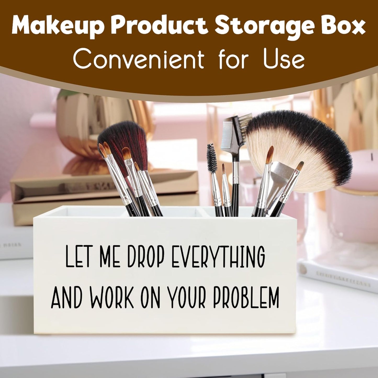 Funny Pen Holder for Desk, Office Humor Gifts for Women Men Coworkers Boss, Work Humor Gifts, Let Me Drop Everything Funny Wooden Pen Pencil Holder Organizer for Office Desk Accessories