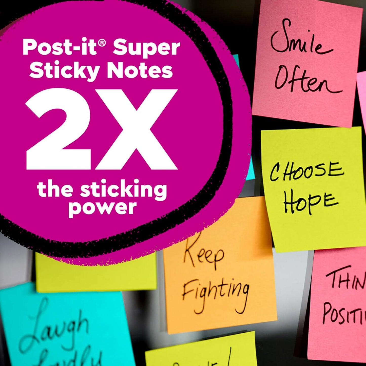 Post-it Super Sticky Notes, Assorted Sizes, 15 Pads, 2X The Sticking Power, Supernova Neons Collection, Neon Colors (Orange, Pink, Blue, Green), Recyclable (4423-15SSMIA)