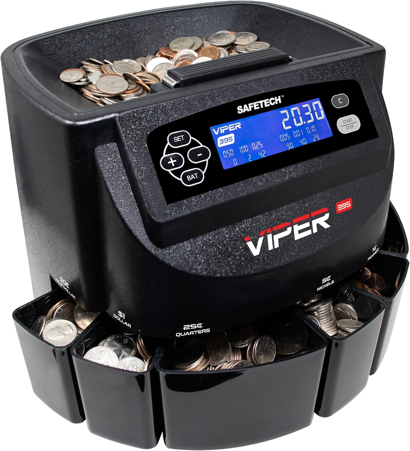 Safetech Viper V395 Coin Counter, Sorter, and Wrapper, Sorts All US Coins Including Half Dollars