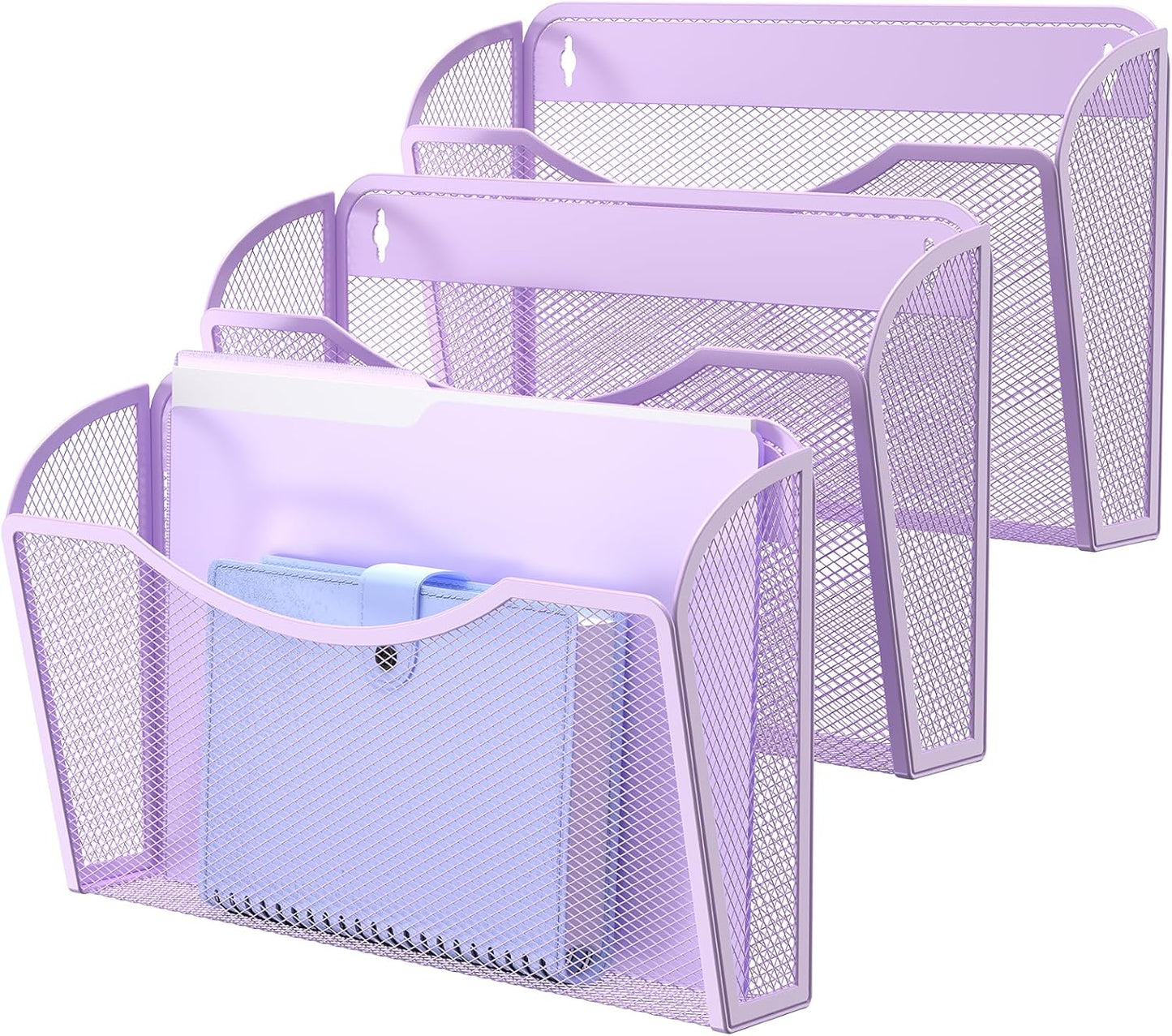 Wall File Organizer,Hanging Wall Mounted File Folder Binder Holder Mail Organizer for Office,Home and School Supplies