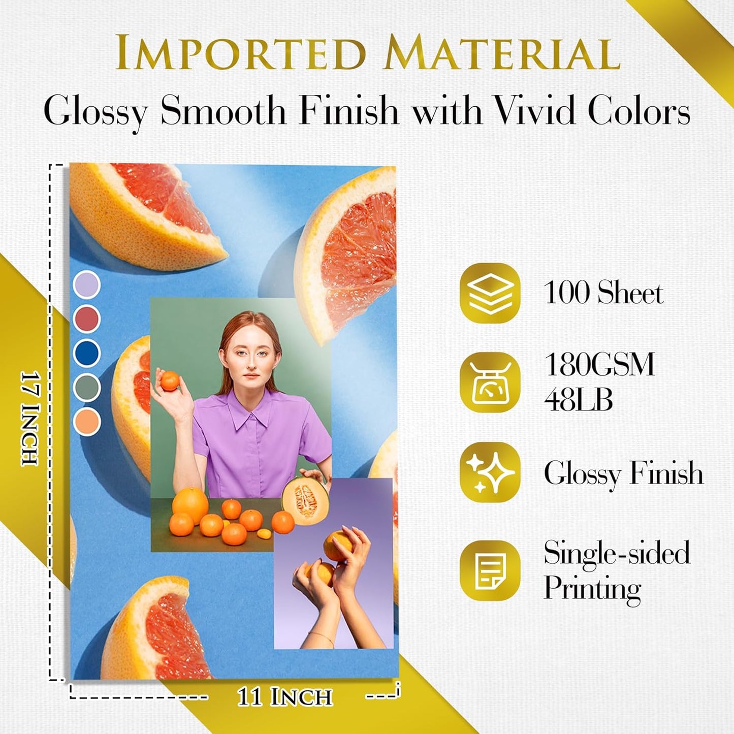 A-SUB Inkjet Glossy Photo Paper 11X17 Inches 48lb 180gsm Professional Glossy Photographic Paper for Inkjet Printers Dye Ink 100 Sheets