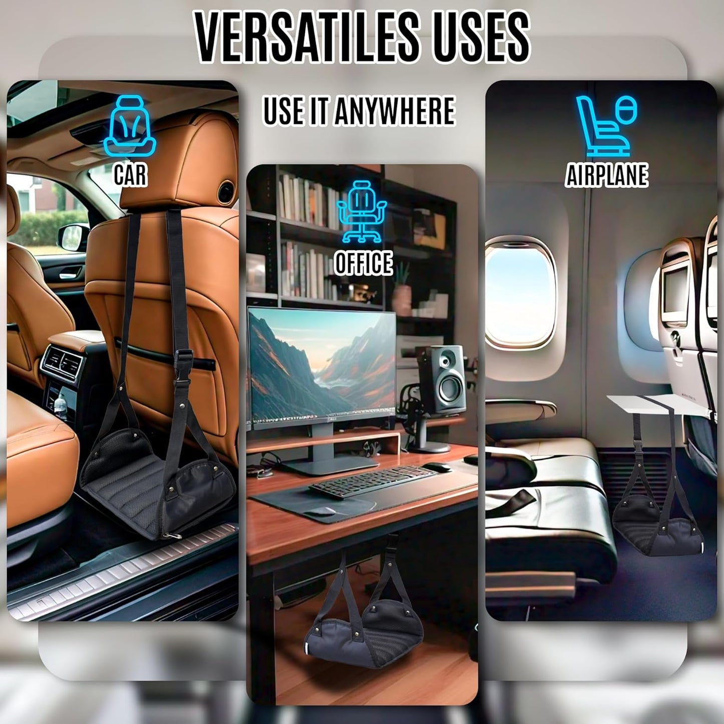 Foot Hammock for Plane Travel, Memory Foam Airplane Foot Hammock, No Feet Clashing, Travel footrest for Airplane Flights.