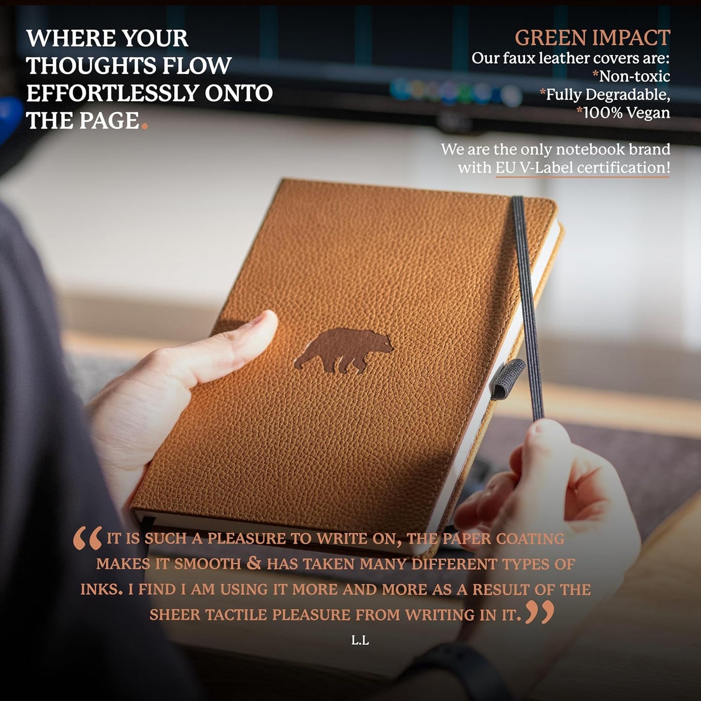 Dingbats* Wildlife Dotted Writing Journal Notebook A5 - Vegan Leather Hardcover - Ideal for Work, Travel - Pocket, Elastic Closure, & Bookmark