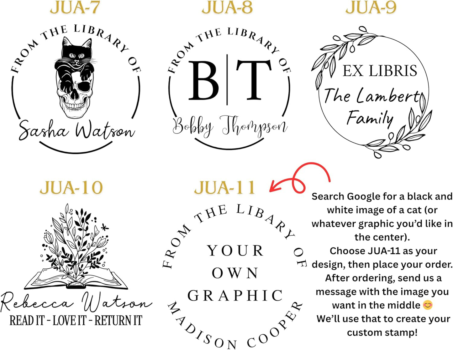 Custom Personalized Book Stamp or Self Inking from The Library of Ex Libris Stamper Name Stamps for Books Bookplate Book Lovers (Self Inking Stamp 1 Piece)