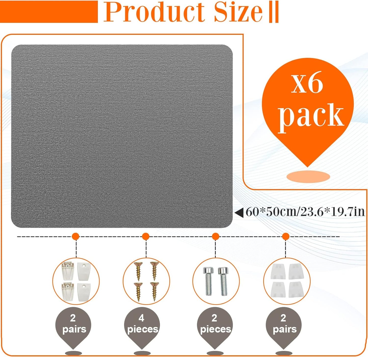 6 Pcs Desk Divider Privacy Panel 20 x 24 Clamp-on Acoustic Freestanding Desktop Partition Dividers with Aluminum Guard Clamps for Office Student Sound Proof Reducing Noise Visual Distractions(Gray)