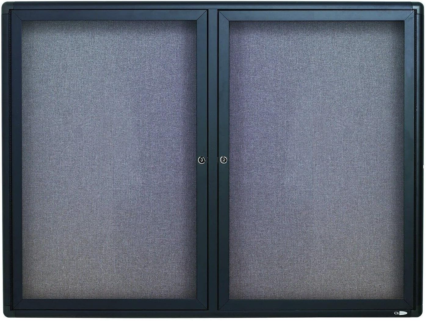 Quartet Enclosed Fabric Bulletin Board, 4 x 3 Feet, 2 Doors, Black Frame with Gray Fabric (2364L)