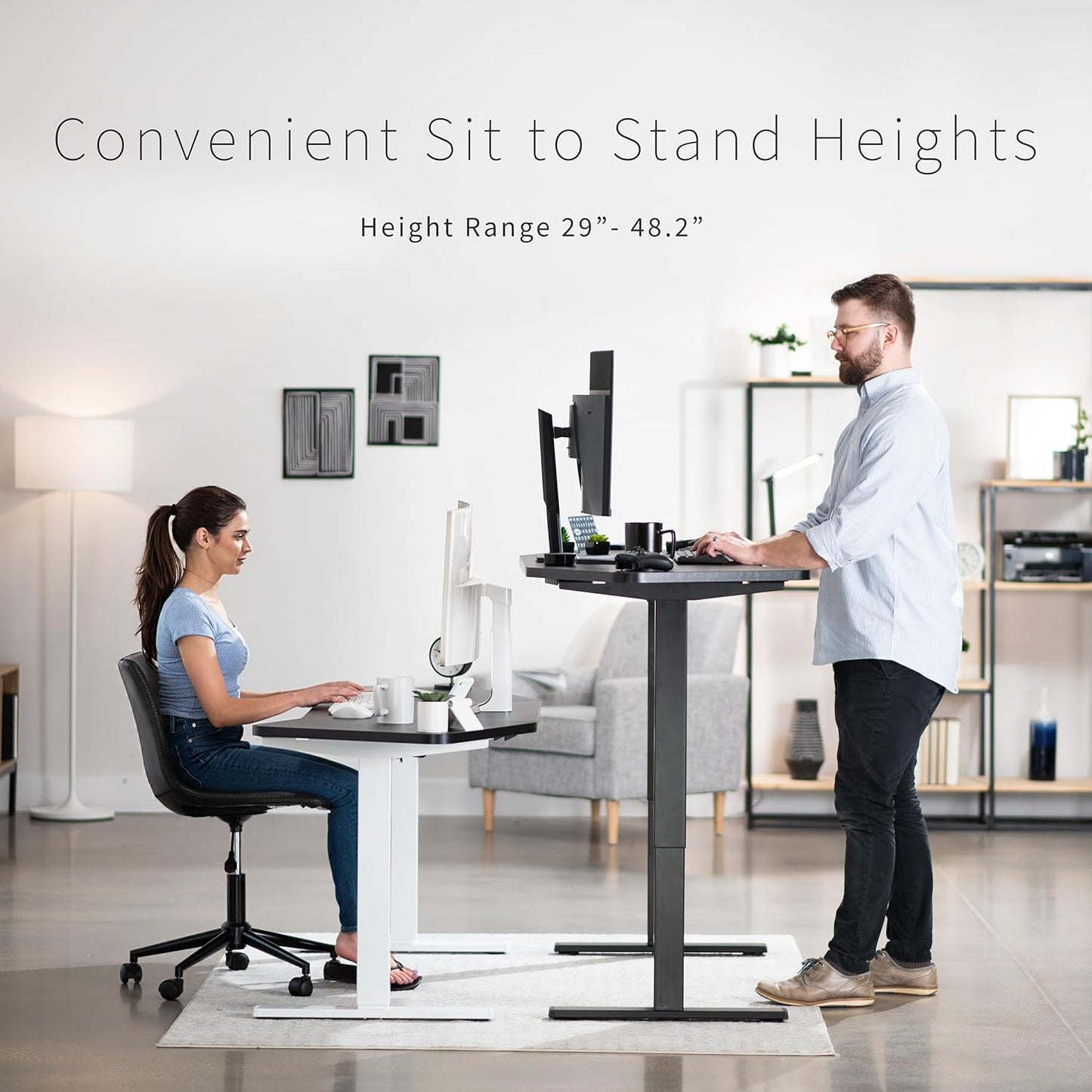 VIVO Electric 63 x 32 in Standing Desk, Memory Height Adjustment, 1B Series, Light Wood Top Gray Frame, DESK-KIT-1G1C