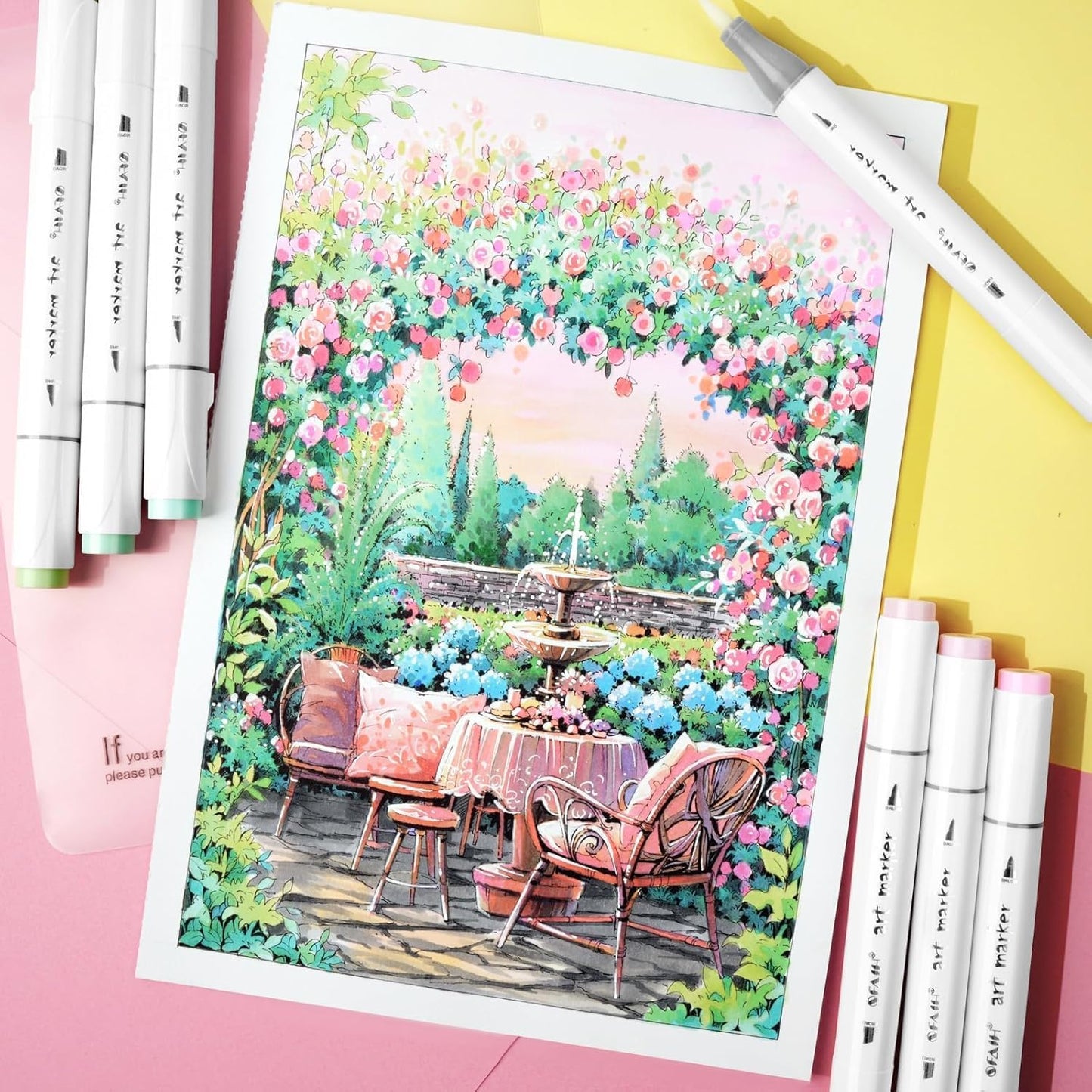 SFAIH Alcohol Markers Brush & Chisel Tip 321 Set - Dual Tip Professional Artist Markers for Adult Coloring Books, Illustration, Manga, Animation, Architecture Sketching - Refillable Ink