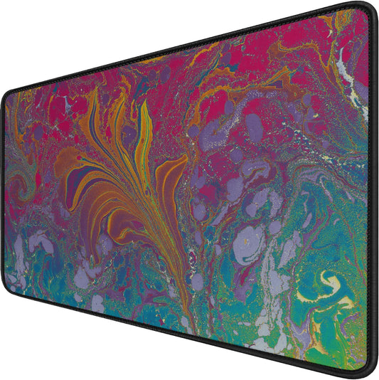 Large Extended Gaming Mouse Pad with Stitched Edges, Durable Non-Slip Natural Rubber Base, Waterproof Computer Keyboard Pad Mat for Esports Pros/Gamer/Desktop/Office/Home - Red Green