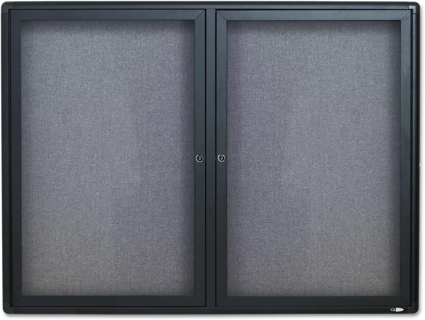 Quartet Enclosed Fabric Bulletin Board, 4 x 3 Feet, 2 Doors, Black Frame with Gray Fabric (2364L)
