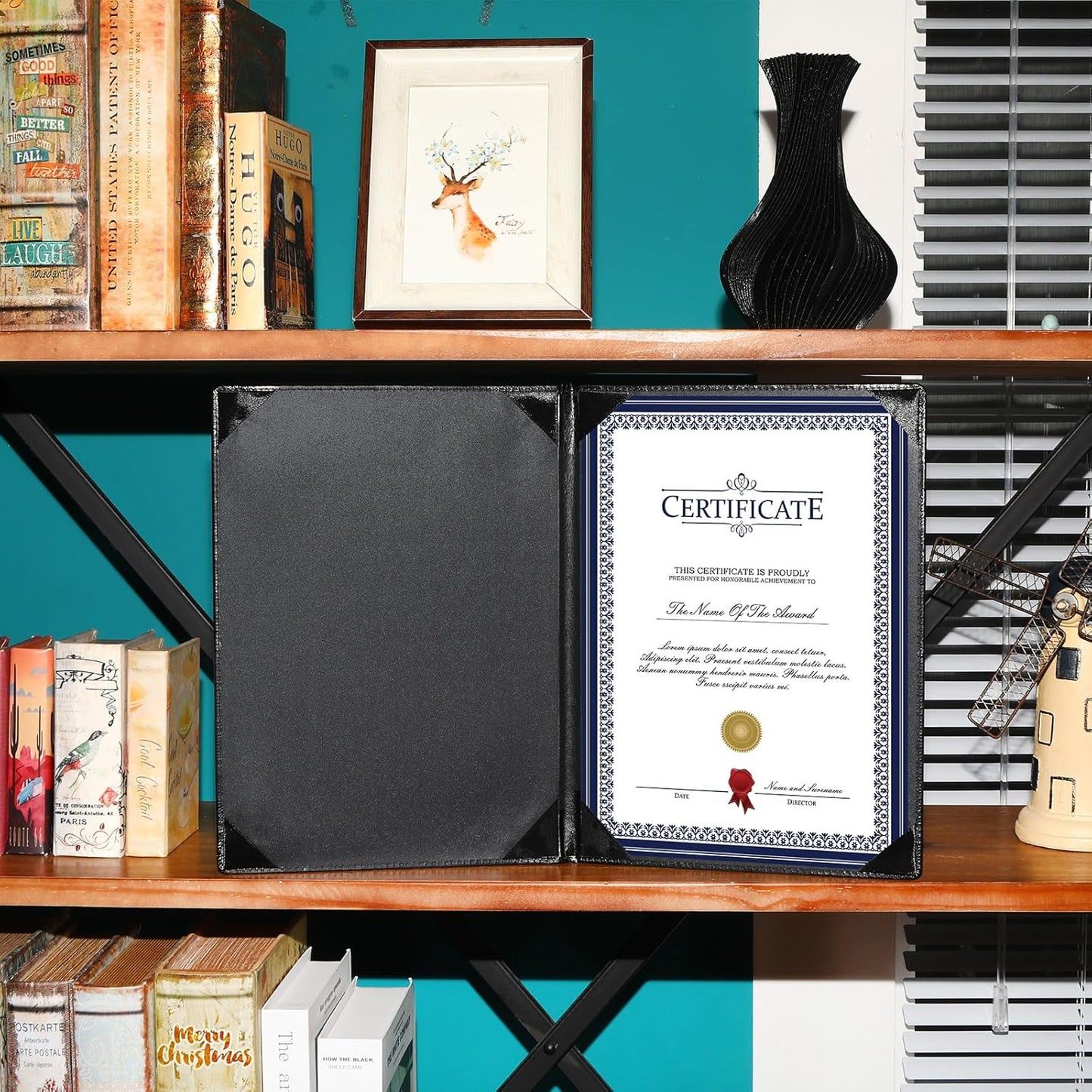 Tenare 20 Pcs Leather Certificate Holder 8.5 x 11 Inch PU Black Red Blue Purple Phd Bachelor Master Diploma Cover Professional Award Folder for Official Graduation Competition Contest Charity (Black)