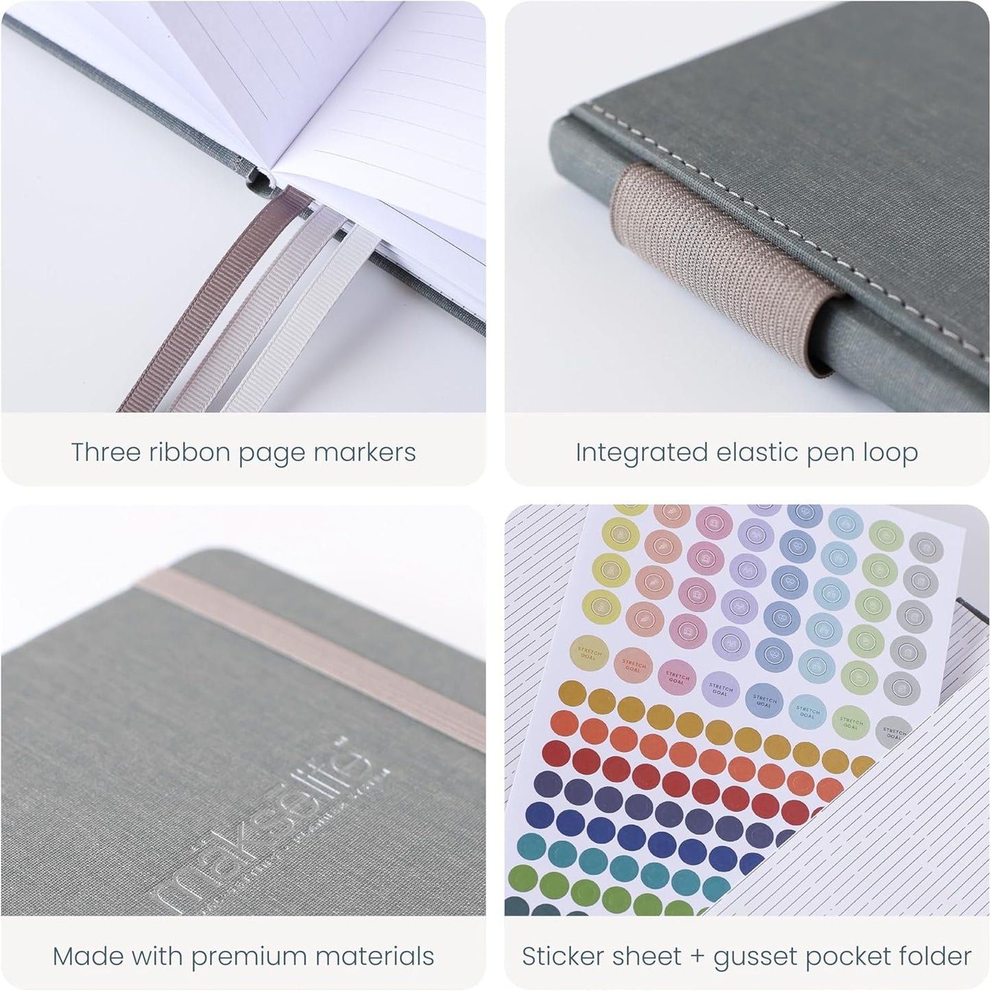 Quarterly Undated Planner - Goal Setting And Weekly Planner, Productivity Tools, Time-Management, Habit Tracker, Dark Gray