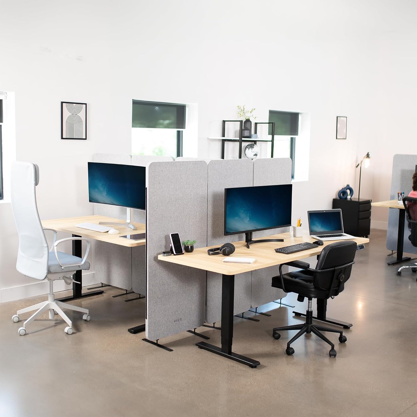 VIVO Freestanding 72 x 56 inch Privacy Panel, Cubicle Divider, Acoustic Wall Partition, x3 24 inch Panels, Gray, PP-3-S072G