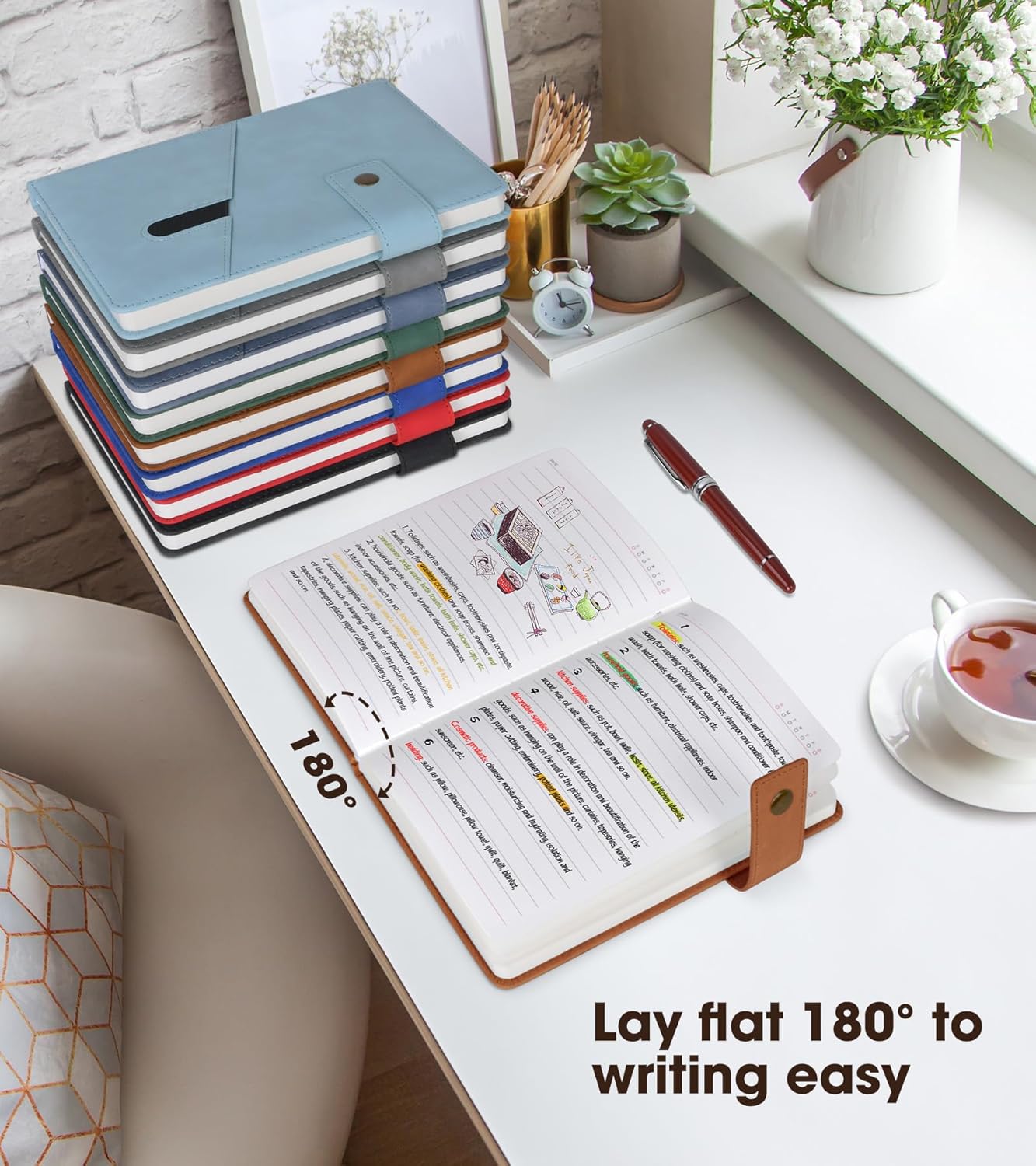 Brown A5 Lined Leather Journal Notebook for Men Women,5.9" X 8.4" Personalized Hardcover Journal with Pen,200 Pages 100 Gsm Thick Ruled Paper Daily Diary for Travel,Business,Work,Writing