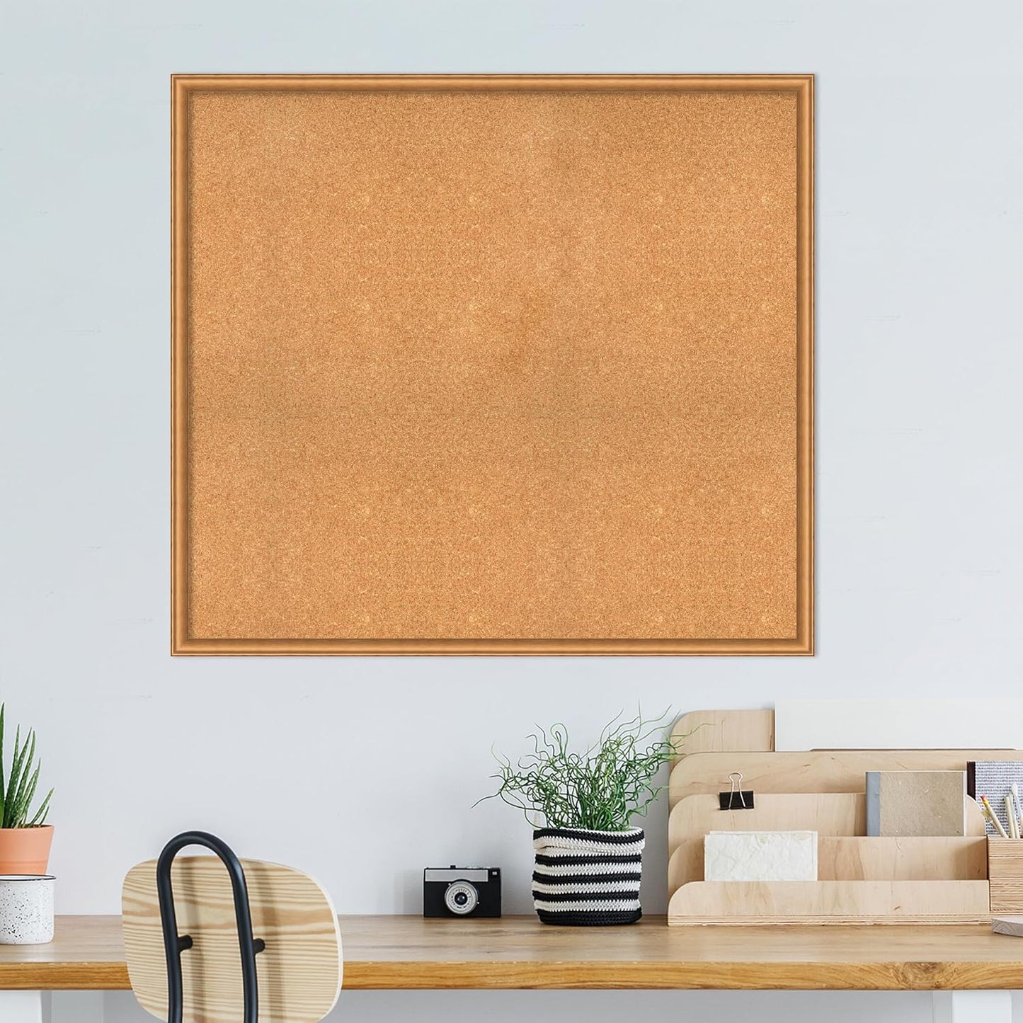 Amanti Art Natural Cork Board for Wall, 38x42 Vision Board with Bronze Frame, Oversize Corkboard Office Decor for Home Organization, Casual Corkboard Pinboard to Display Items for Home Organization
