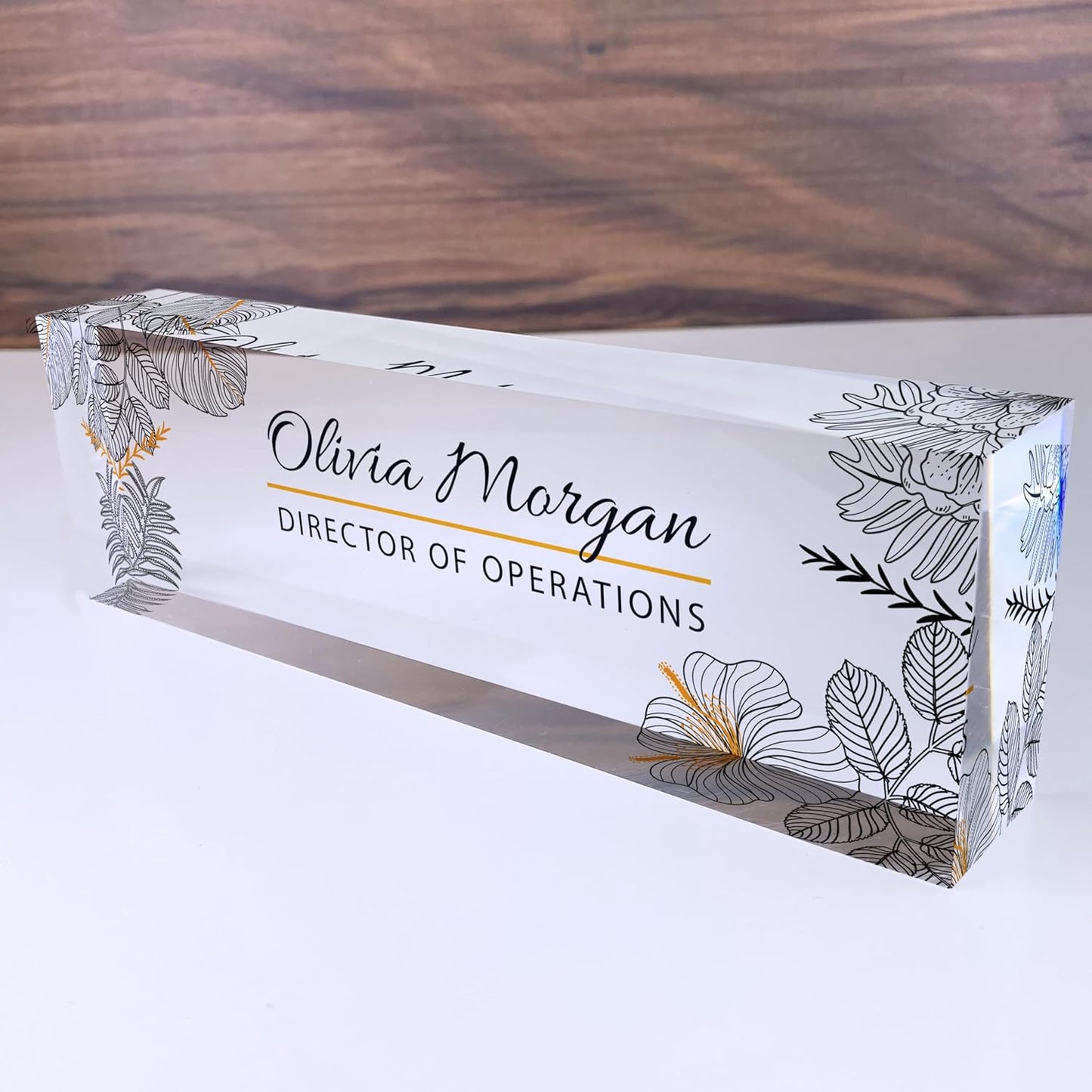 ARTBLOX | Personalized Name Plate for Desk, Custom Name Plate, Office Sign, Acrylic Desk Decor, Floral Name sign, Realtor Gift