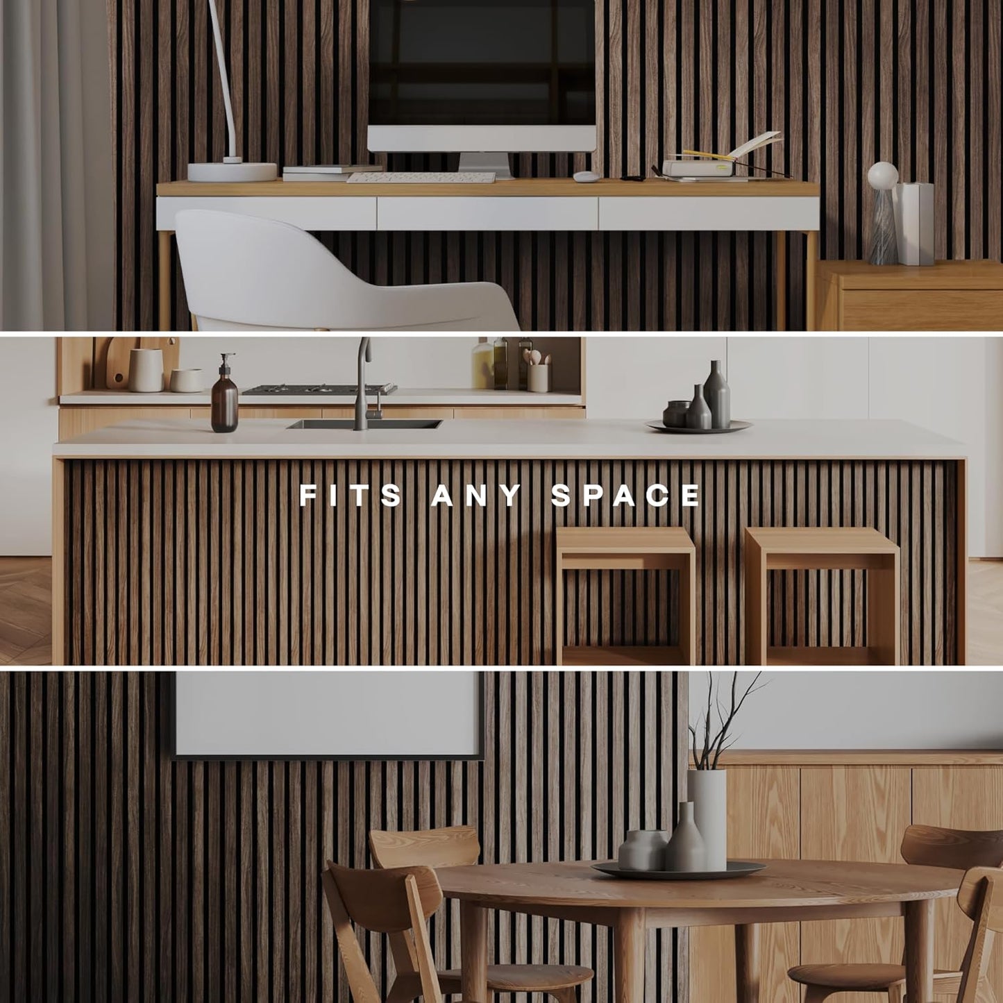 2-Pack Acoustic Wood Slat Panels - Soundproof Wall Paneling for Interior Decor