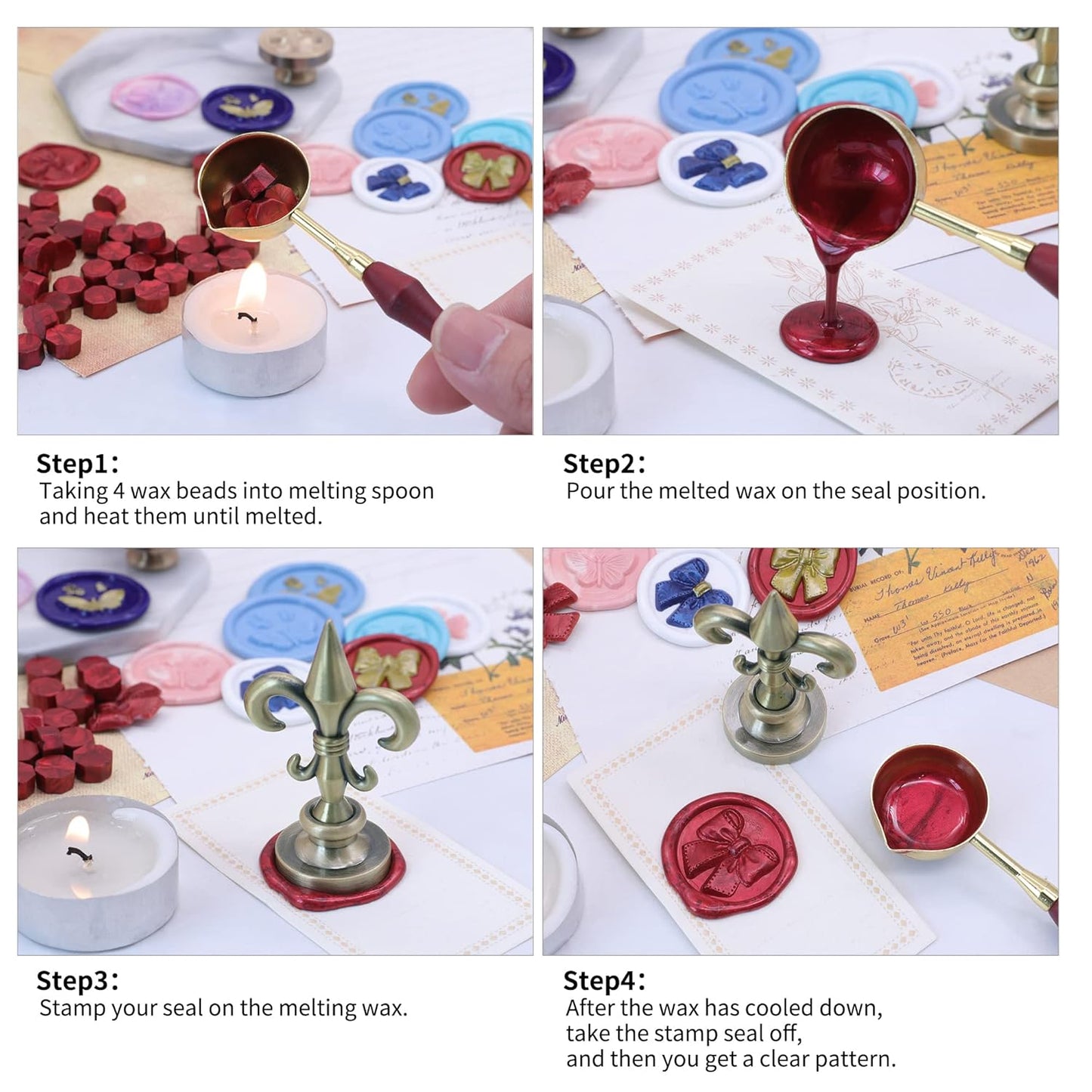 SWANGSA 3D Butterfly Wax Seal Stamp, Vintage Electroplated Bronze Flower Handle Sealing Stamp for Wedding Party Invitations Gift Idea Decoration