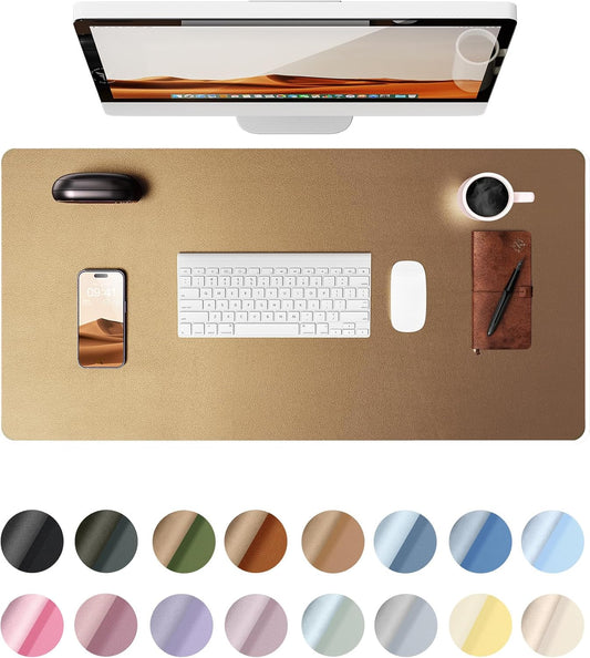 YSAGi Leather Desk Protector, Office Mat, Large Mouse Mat, Non-Slip PU Leather Blotter, Laptop Desk Pad, Waterproof Writing Pad for Office and Home (Bronze, 23.6" x 13.8")