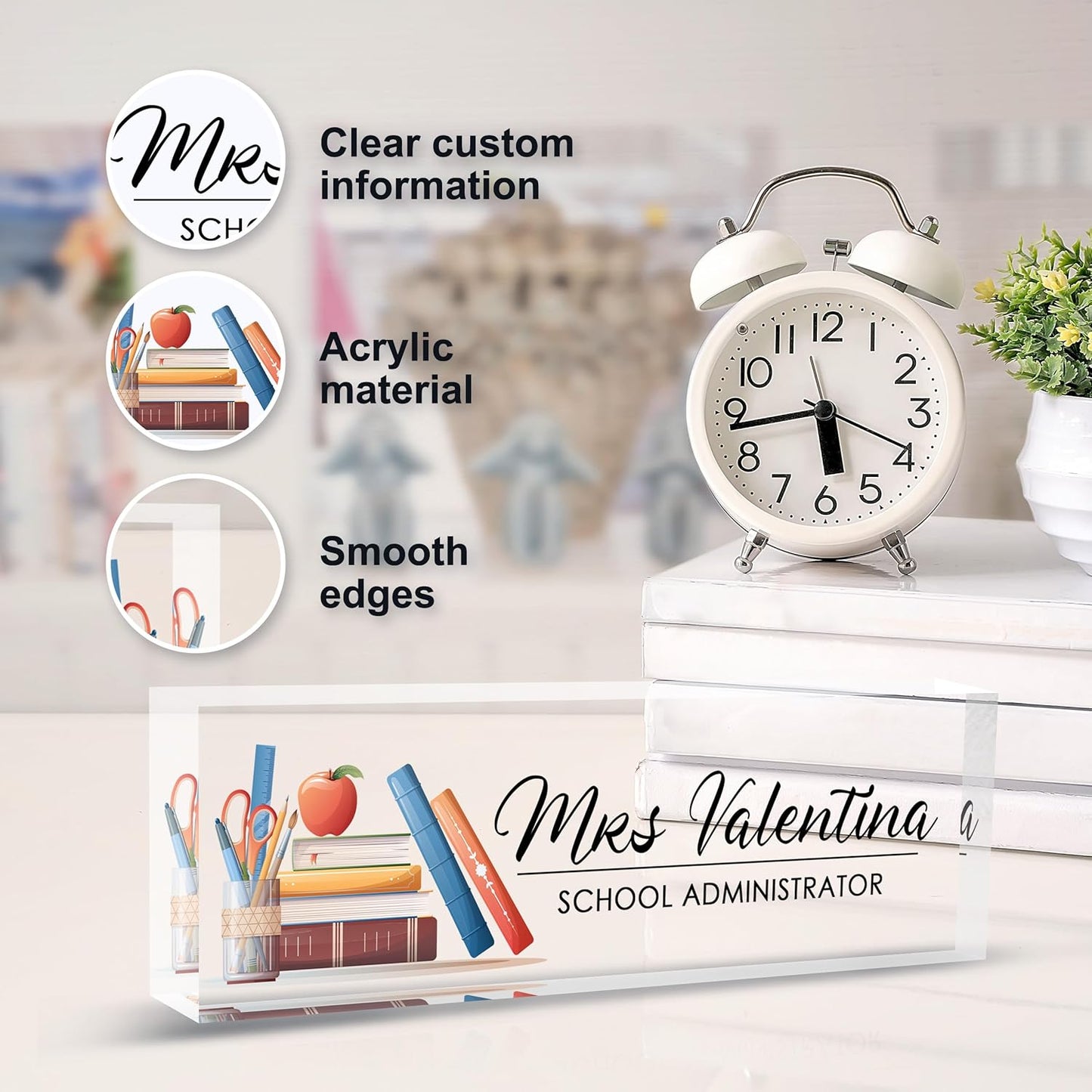 Custom Teacher Name Plate for Desk | Personalized Desk Acrylic Name Plate Office Accessories | Personalized Teacher Appreciation Gifts (C-For Teacher 1)