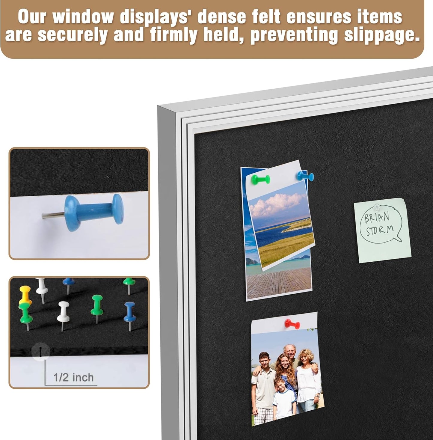 26"x20" Enclosed Bulletin Board, Outdoor Lockable Weather-Resistant Aluminum Cork Noticeboard for School & Office, Silver Frame w/Black Flet