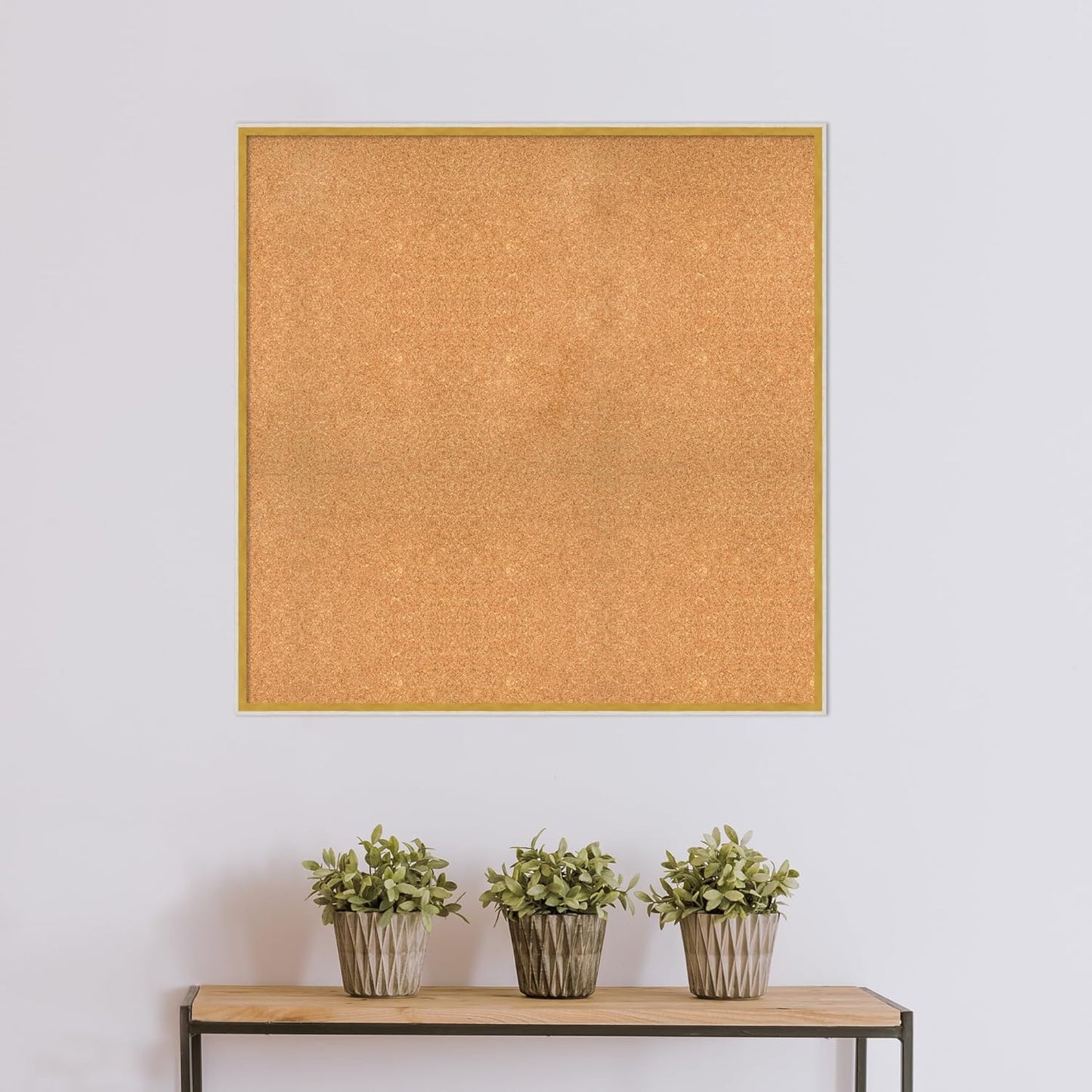 Amanti Art Natural Cork Board for Wall, 37x37 Vision Board with White Frame, Oversize Corkboard Office Decor for Home Organization, Modern Corkboard Pinboard to Display Items for Home Organization in