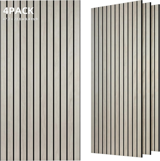 TO-TH Wood-Look Acoustic Panel, 4 Pack 47.2” x 23.6” Soundproof Wall Panels, Decorative Sound Absorbers Large Acoustic Panels for Home, Office, Basement, Natural Oak