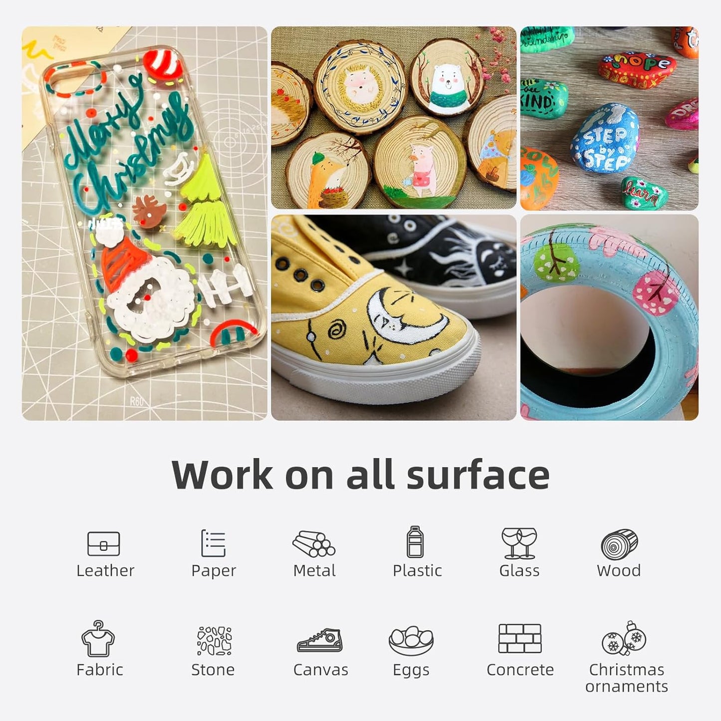 Red Paint Marker Pens, 2 Pack Single Color Oil Based Permanent Paint Markers for Rock Painting, Wood, Plastic, Glass, Ceramic, Metal, Canvas, Mugs (Red,2 Pack)