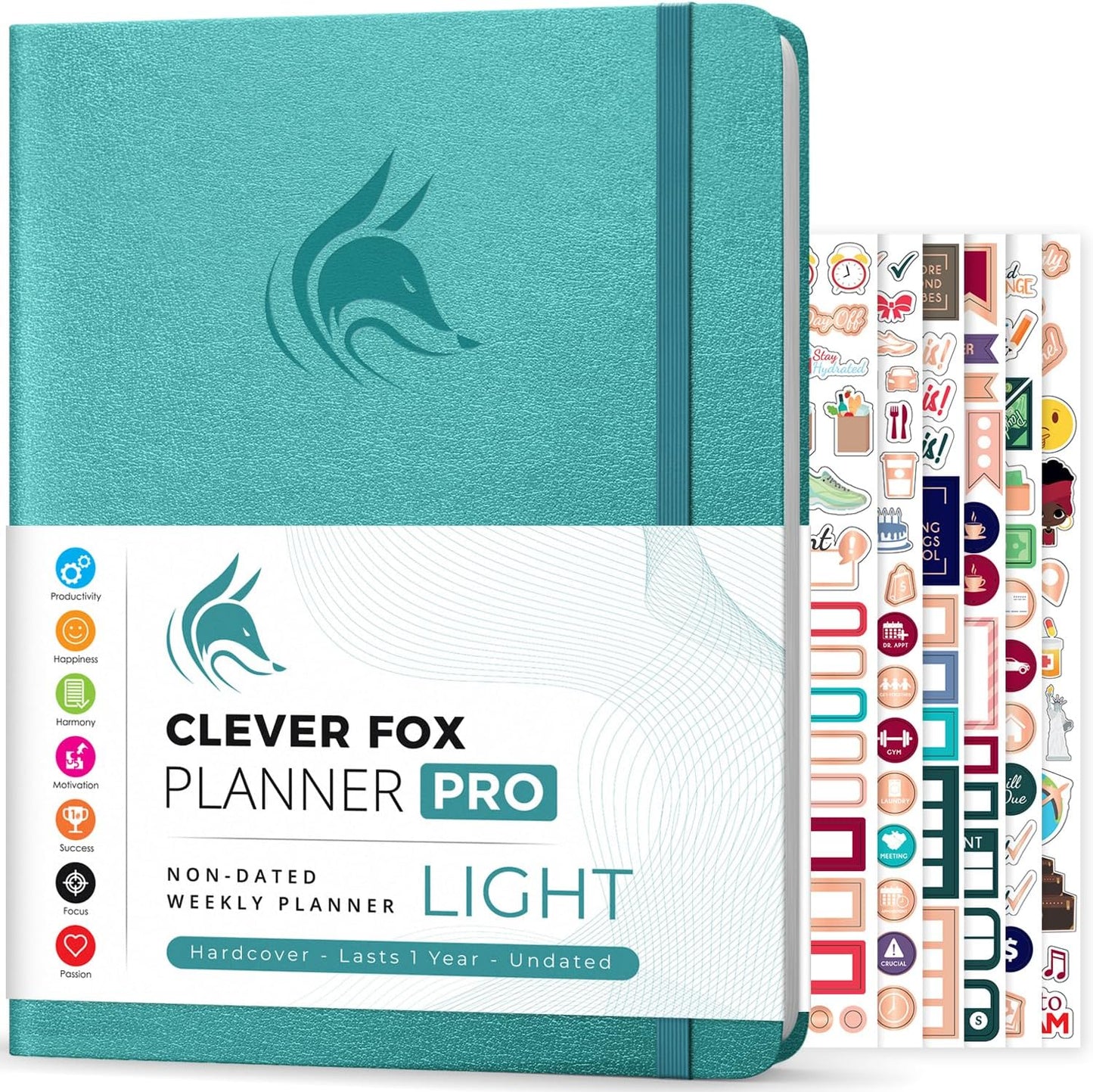 Clever Fox Planner PRO Light – Weekly & Monthly Life Planner to Increase Productivity, Time Management and Hit Your Goals, 8.5x11″ (Aquamarine)