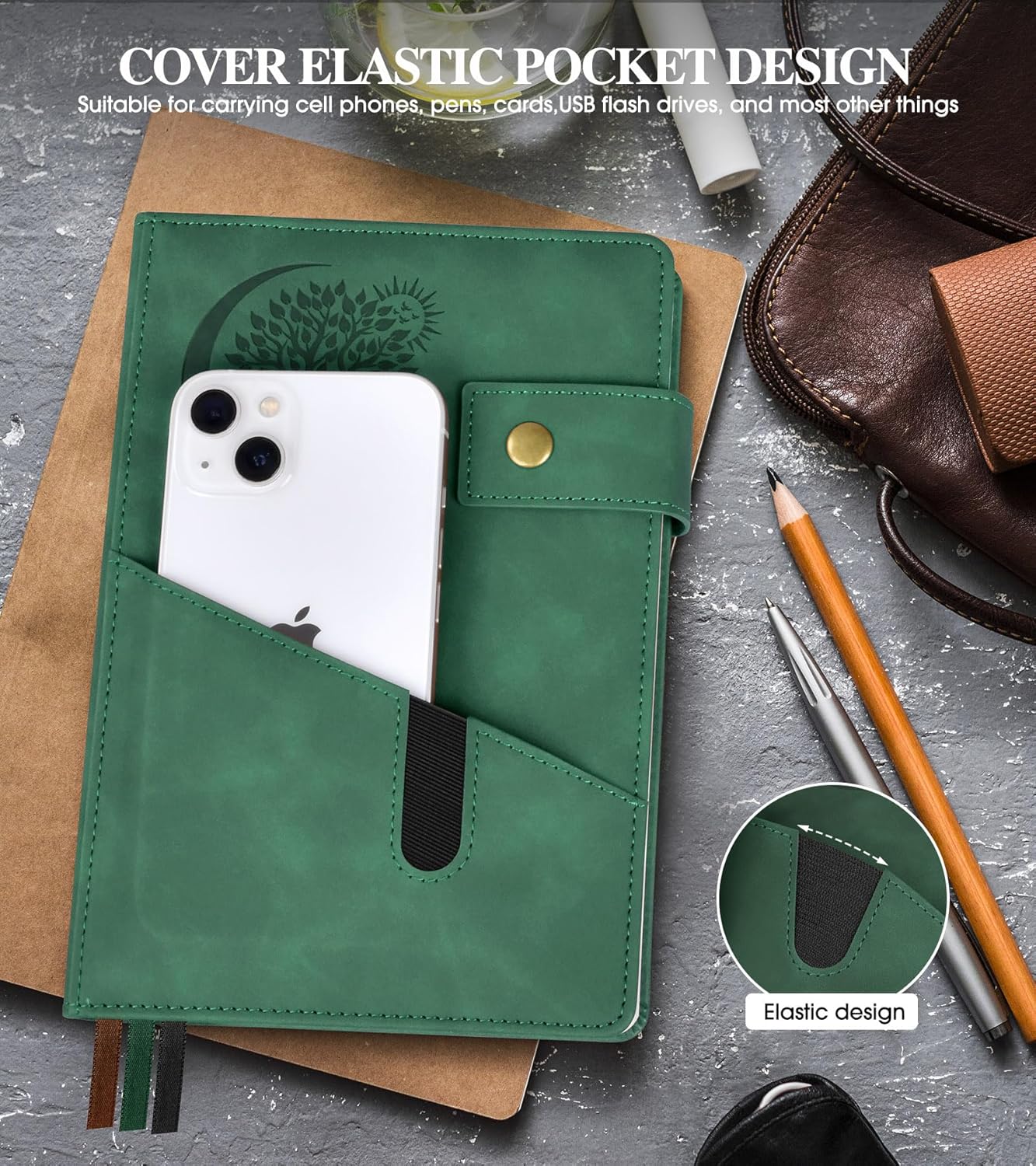 Lined Journal Notebook for Men, A5 Leather Journals for Writing Women, Hardcover Notebooks for Work,School,Note Taking,Travel,Business,Personal daily Diary,200 Page College Ruled (5.9" x 8.4")