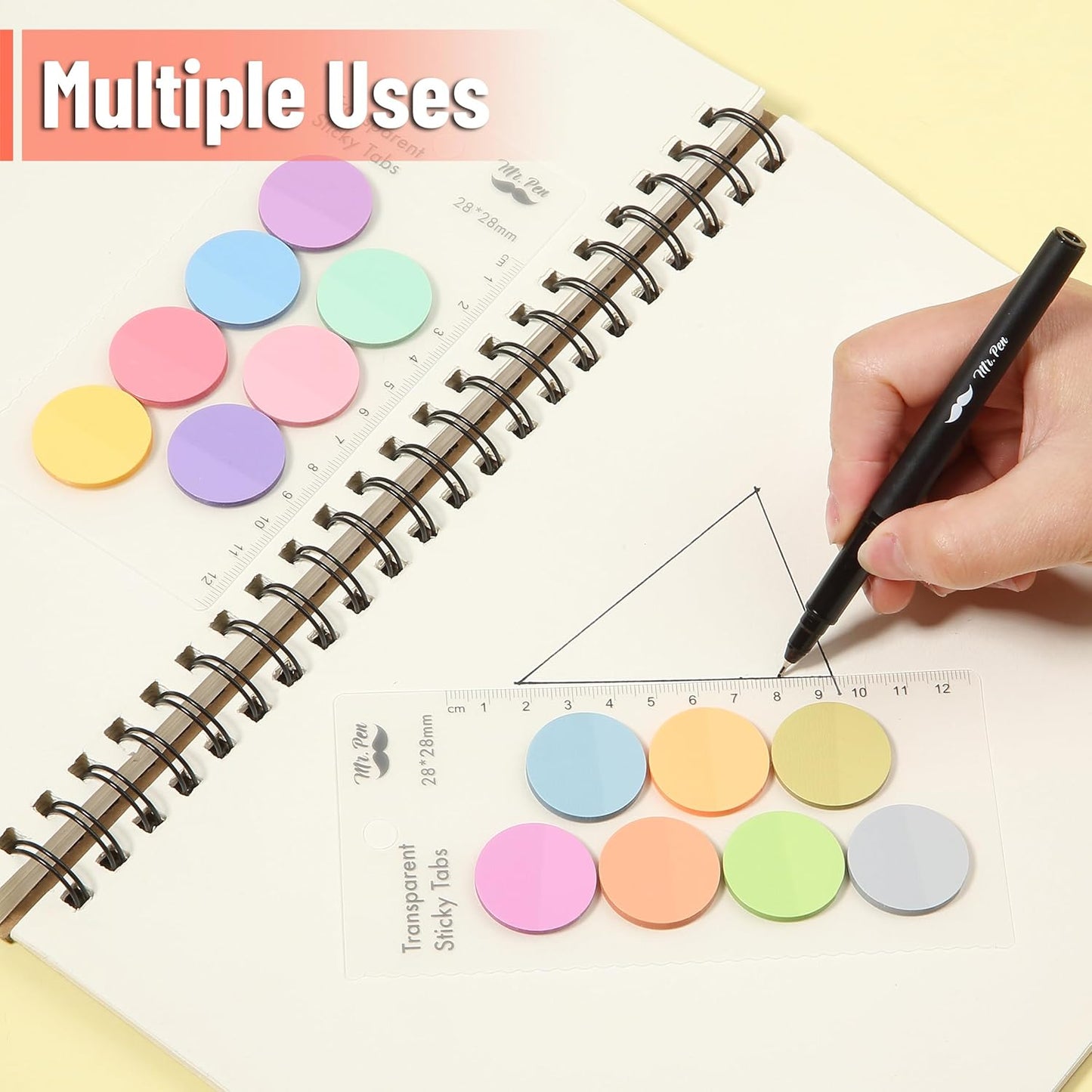 Mr. Pen- Transparent Sticky Note Set, 560Sheets, Colorful, Round Transparent Sticky Notes Set