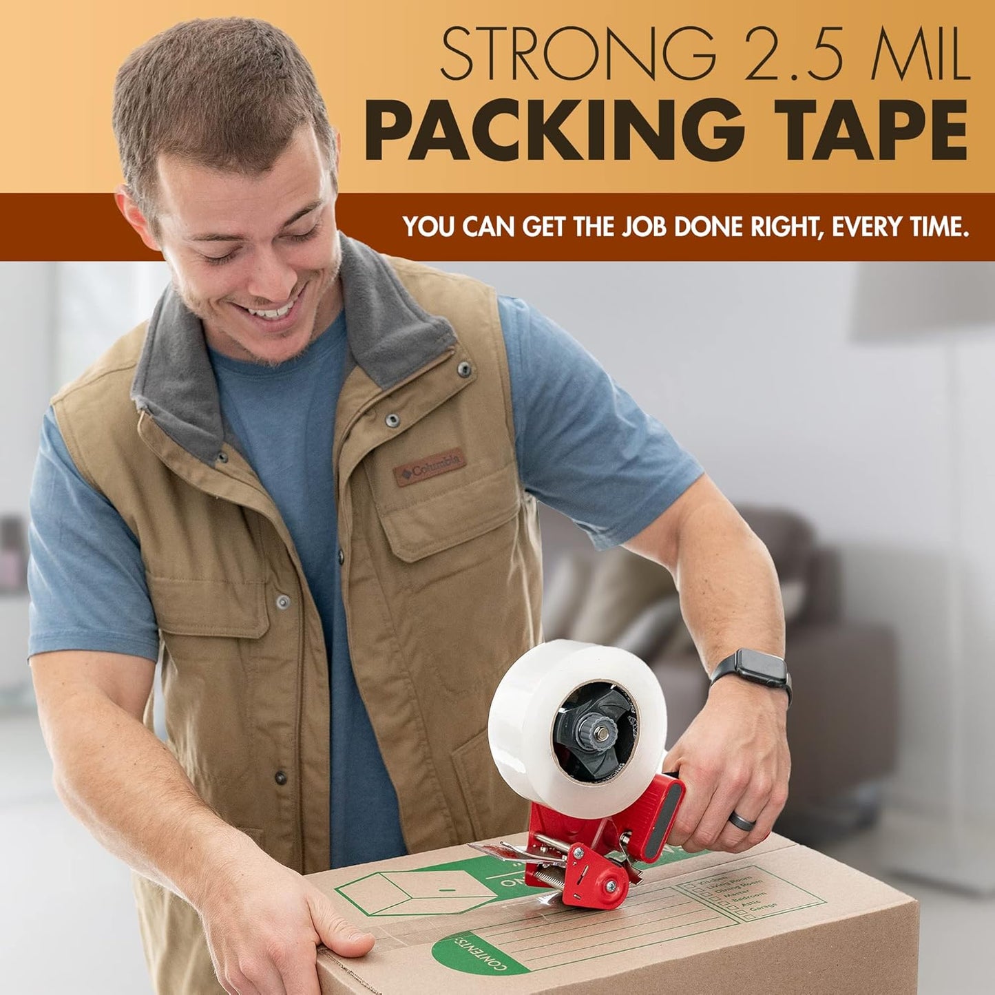 Packstrong Industrial Grade Clear Packing Tape 24 Rolls - 110 Yards per Roll - 3" Wide x 2.5 mil Thick, Acrylic Adhesive Heavy Duty Tape for Box Office Moving Packaging Shipping