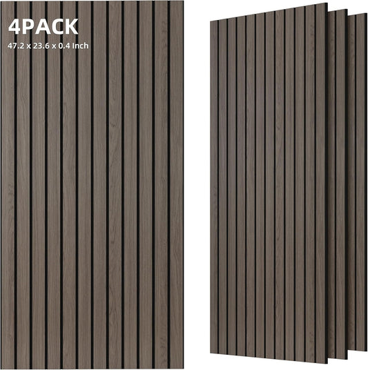 TO-TH Wood-Look Acoustic Panel, 4 Pack 47.2” x 23.6” Soundproof Wall Panels, Decorative Sound Absorbers Large Acoustic Panels for Home, Office, Basement, Walnut